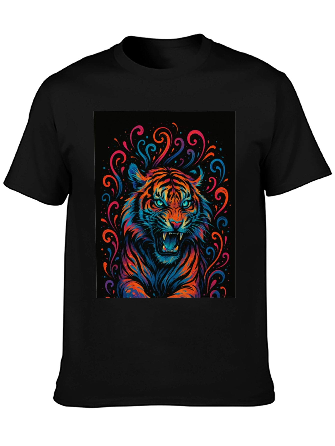 Black Vibrant Tiger Graphic Tee - Bold Statement Shirt view 3