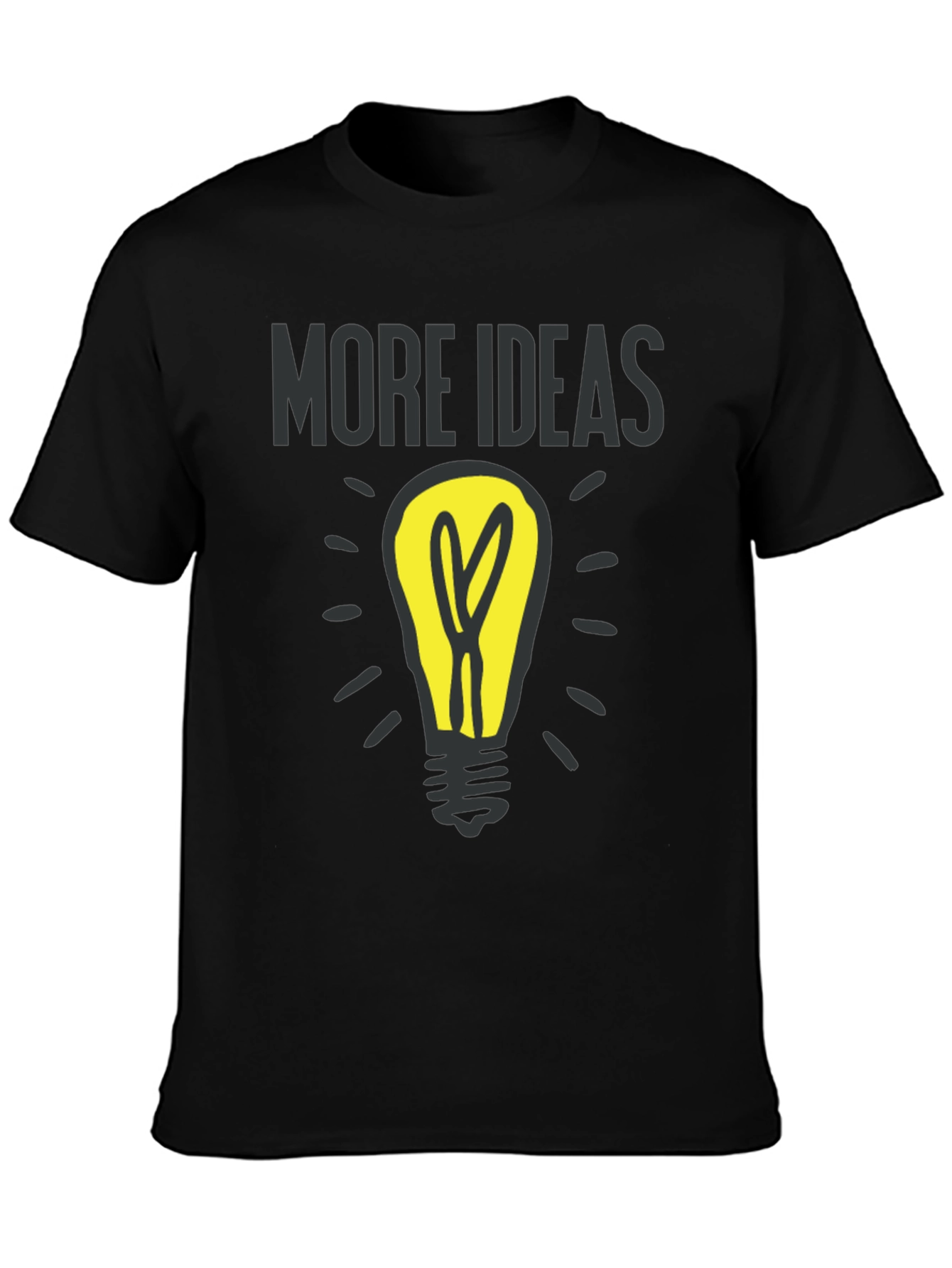 Black More Ideas Light Bulb Graphic T-Shirt view 3