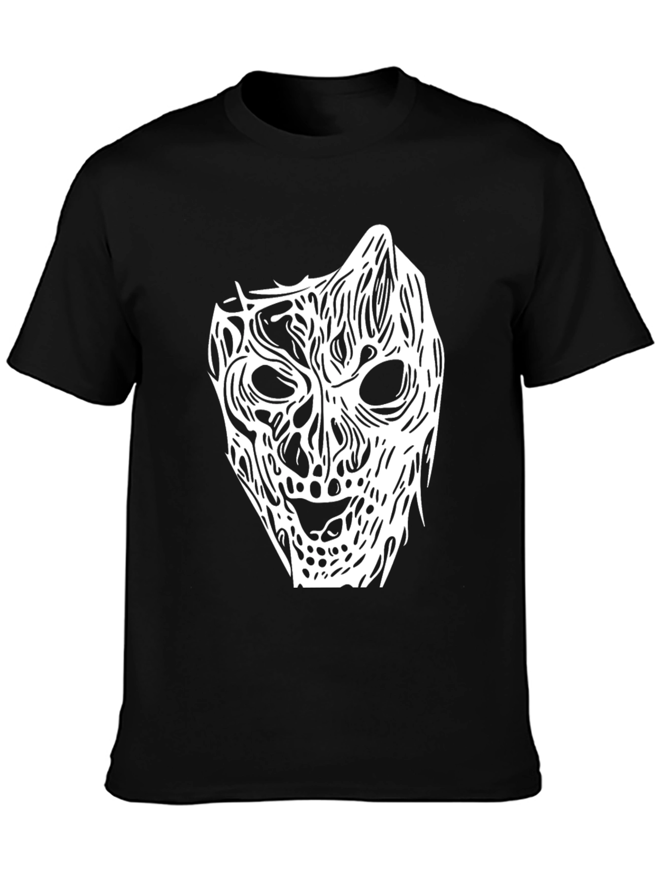 Black Horror Mask Graphic Tee - Black Cotton Shirt view 3