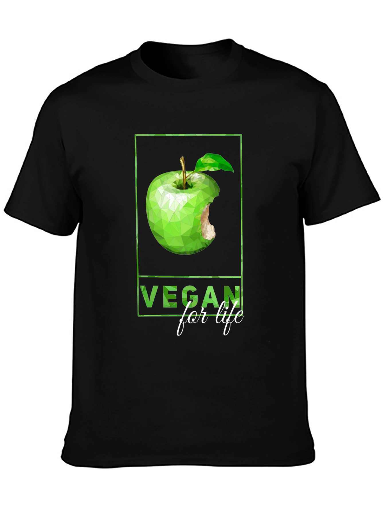 Black Vegan for Life Graphic Tee - Apple Design view 3