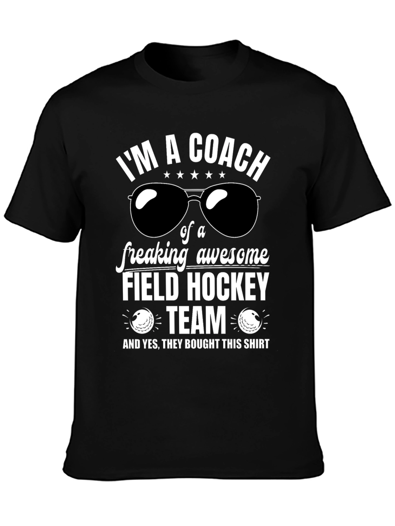 Black Field Hockey Coach T-Shirt - Awesome Team Gift view 3
