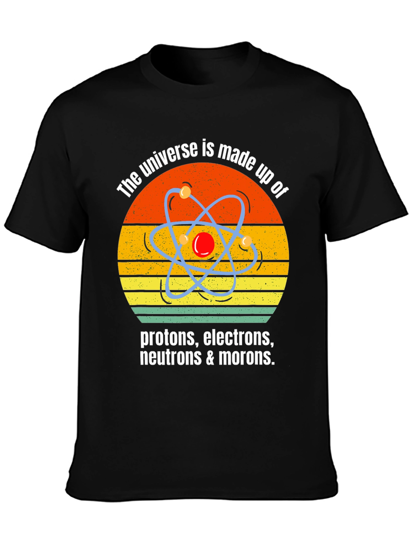 Black Funny Science T-Shirt - Universe Morons view 3
