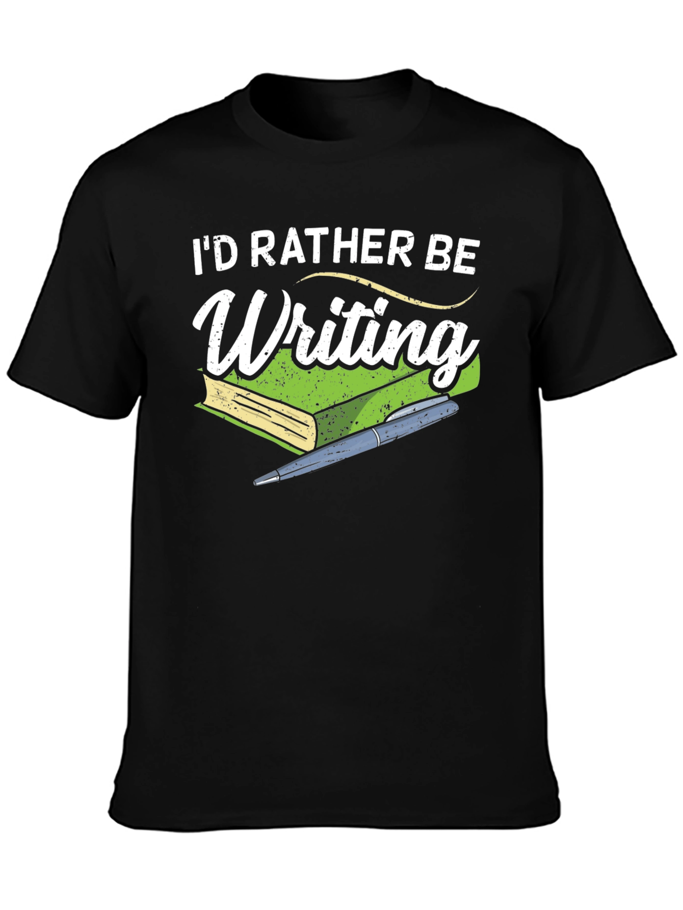 Black I'd Rather Be Writing T-Shirt - Book Lover Tee view 3