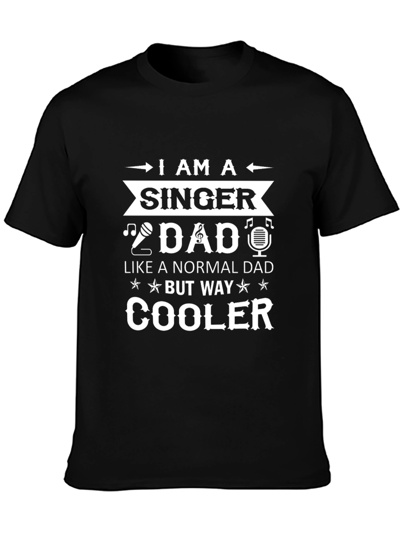 Black Singer Dad T-Shirt - Cool Dad Gift view 3