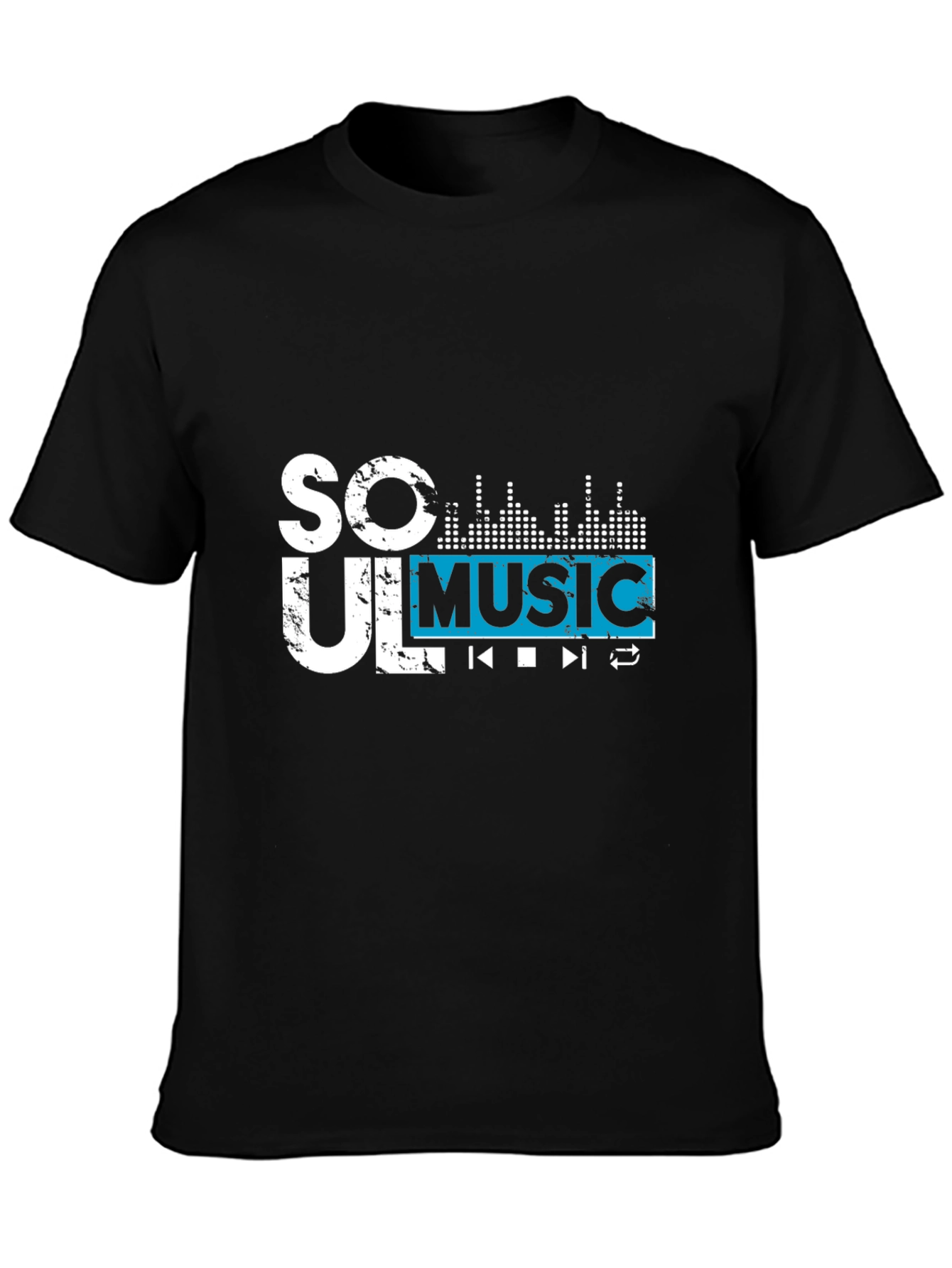 Black Soul Music Graphic Tee - Black Short Sleeve Casual Shirt view 3