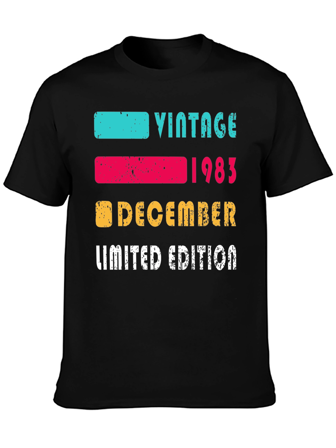 Black Vintage 1983 December Limited Edition T-Shirt view 3