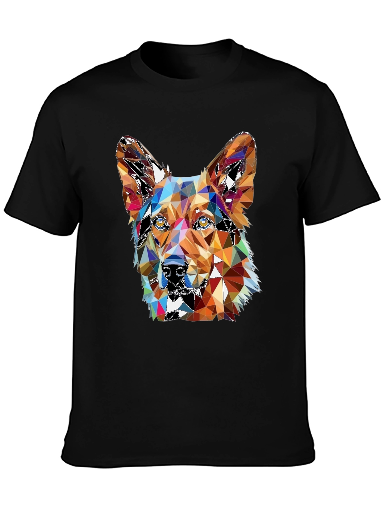 Black Geometric Dog T-Shirt - Artistic Graphic Tee view 3