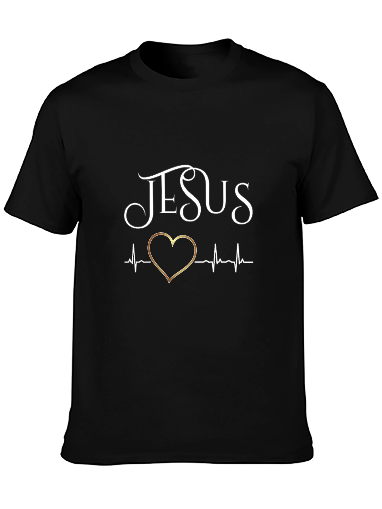 Black Jesus Heartbeat Graphic Tee - Black T-Shirt view 3