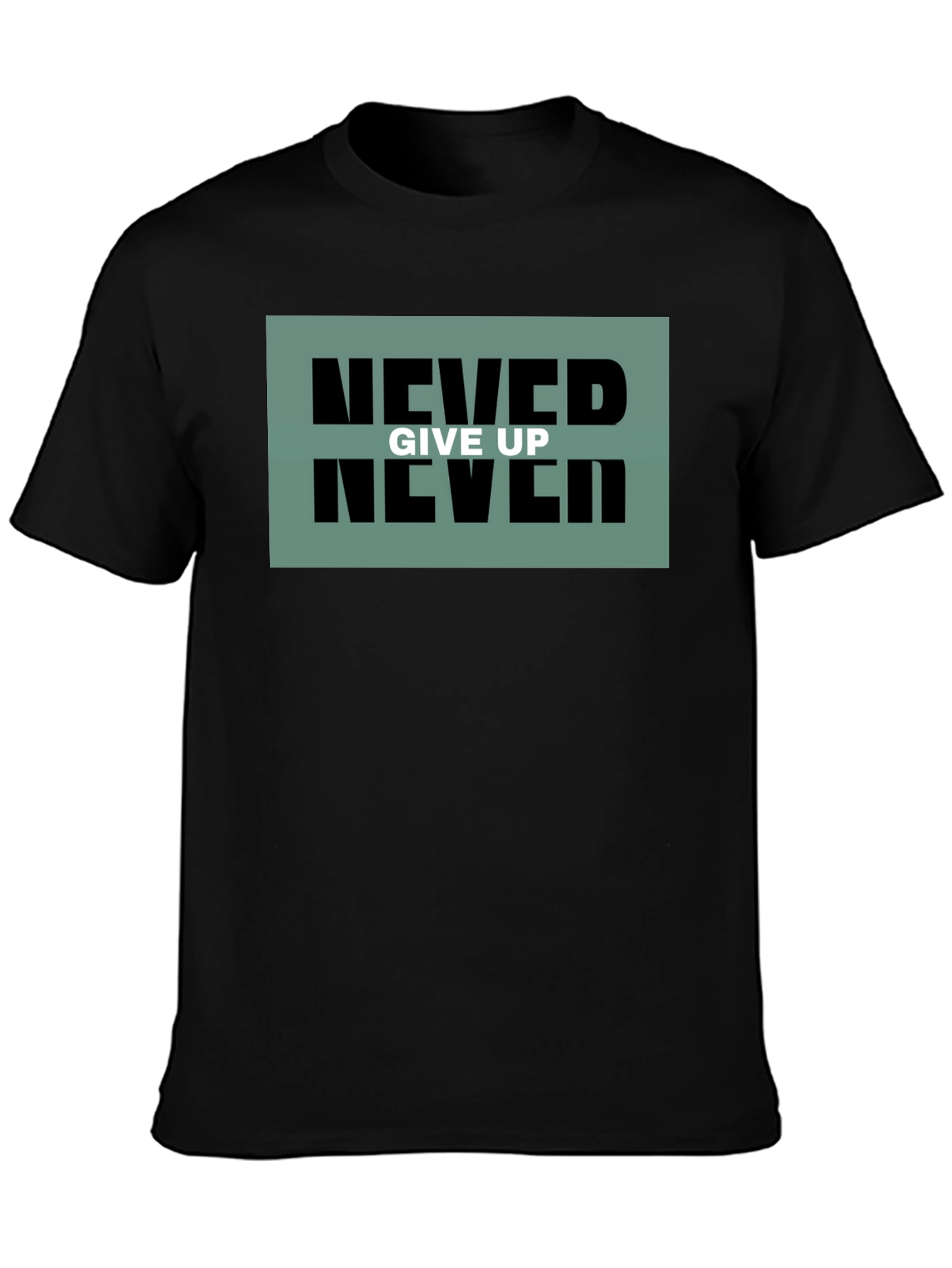 Black Never Give Up Black Graphic Tee view 3