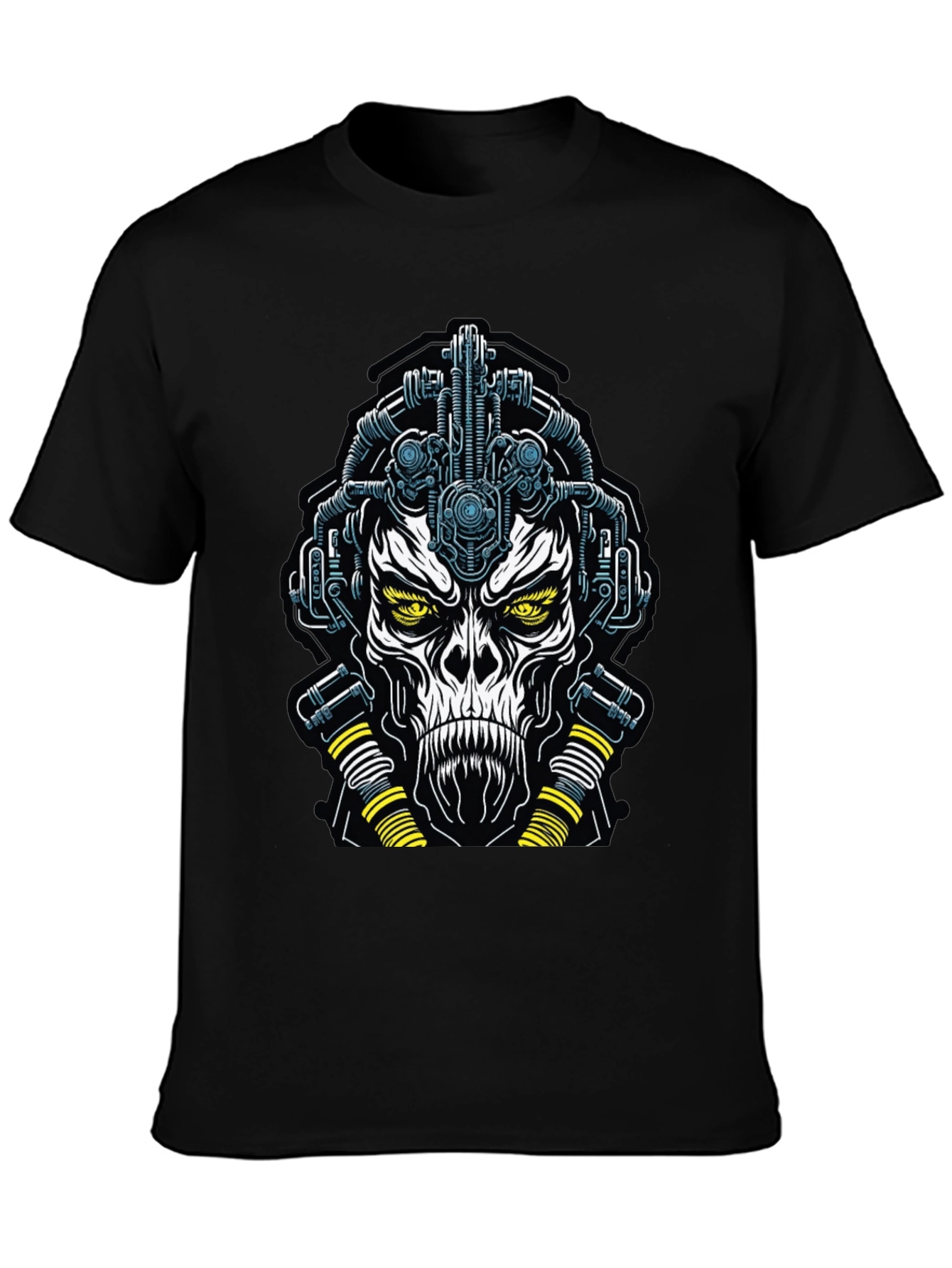 Black Cyberpunk Skull Graphic Tee - Black view 3