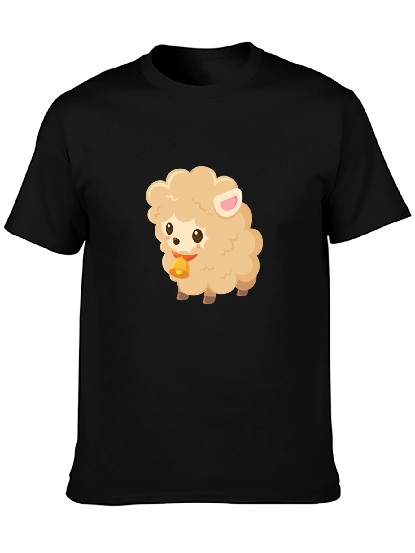 Black Cute Sheep Graphic Tee - Black Cotton Blend view 3