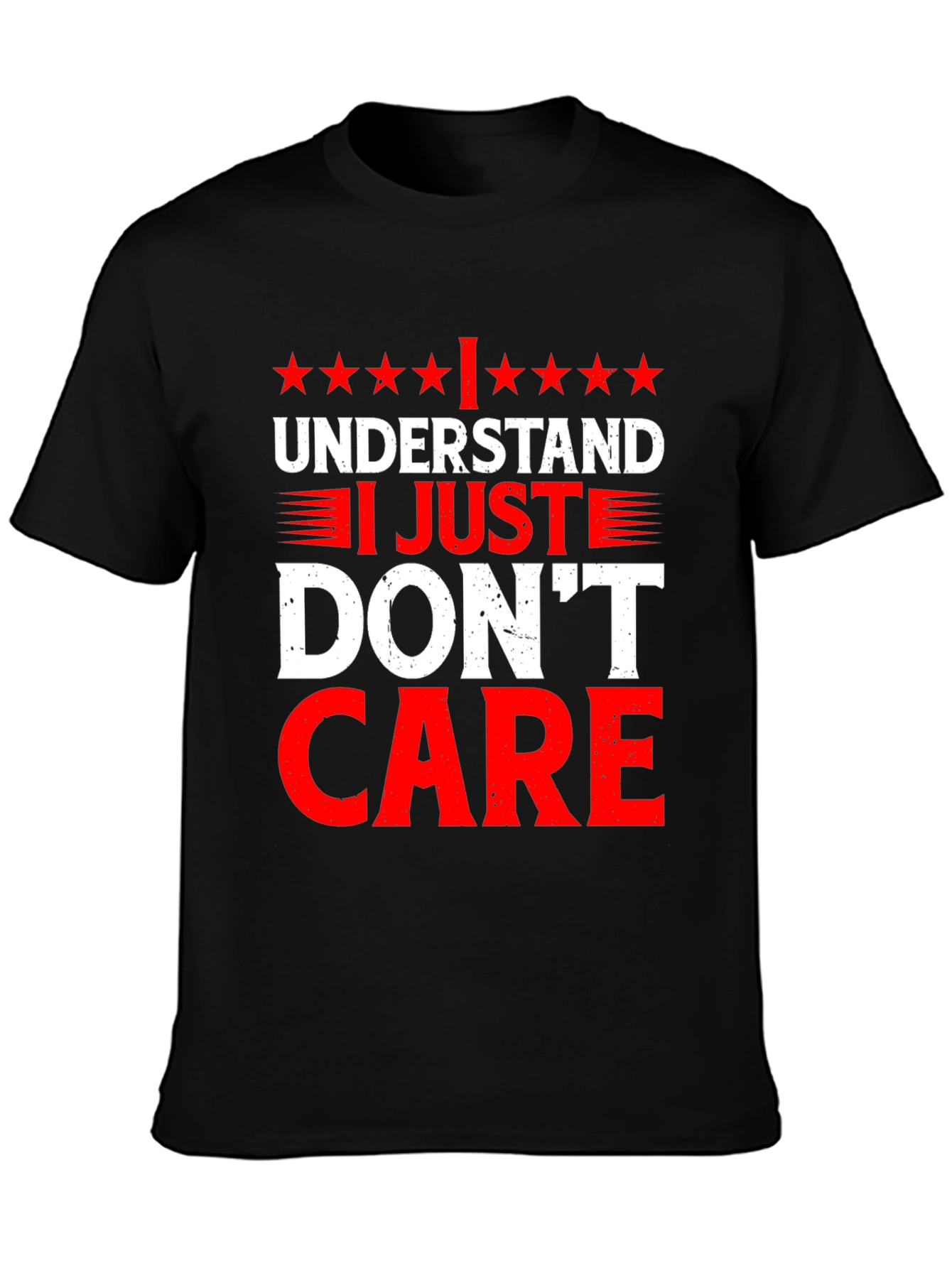 Black Funny I Understand I Just Don't Care Graphic T-Shirt view 3