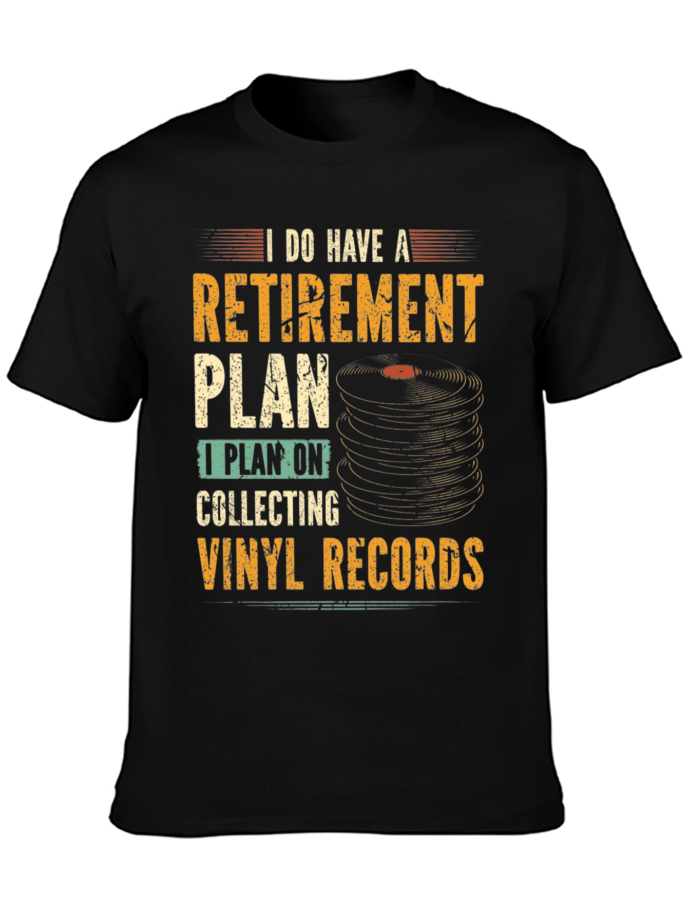 Black Retirement Vinyl Record Collector T-Shirt view 3