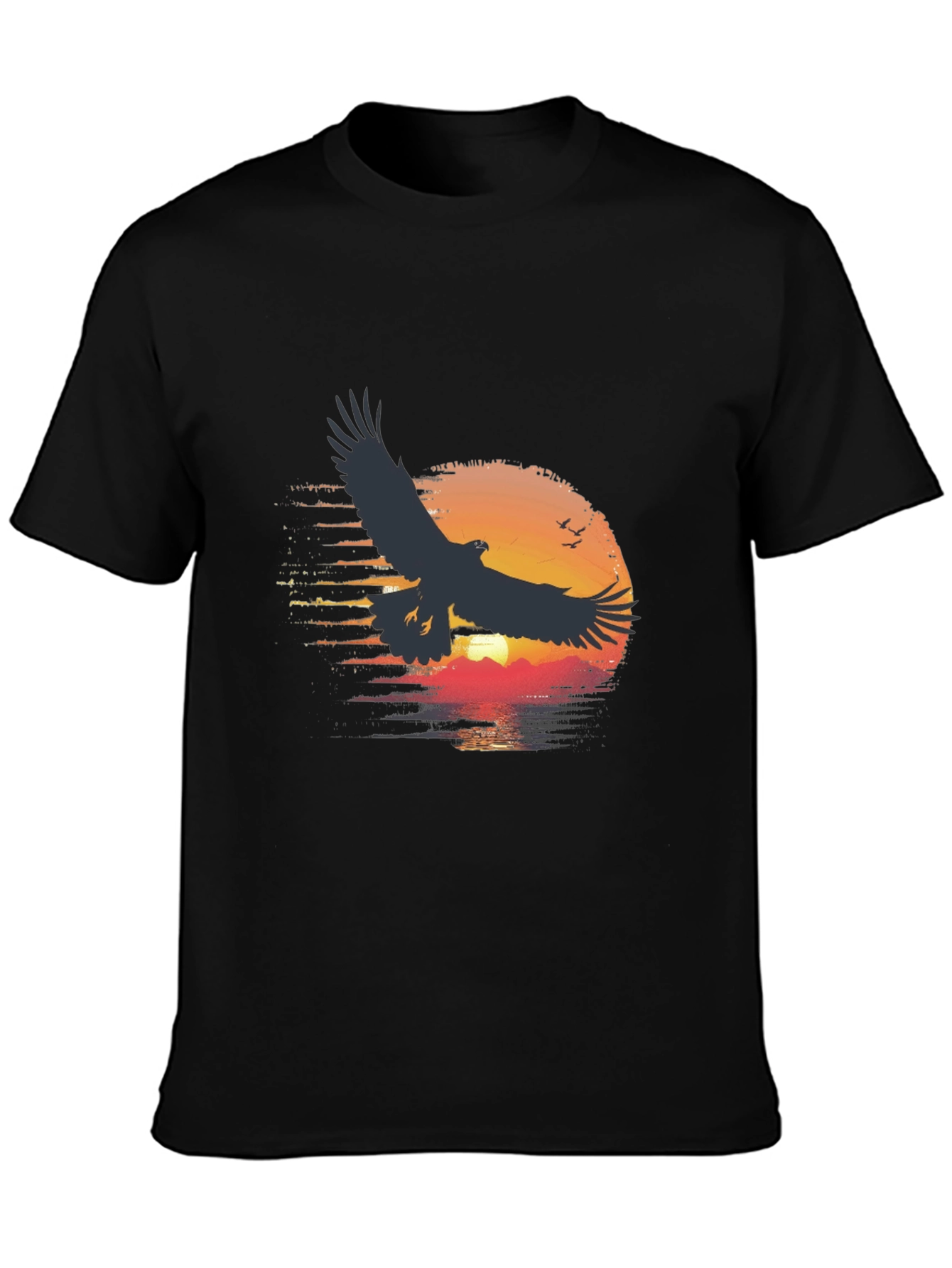 Black Eagle Sunset Graphic Tee - Black Cotton Blend view 3