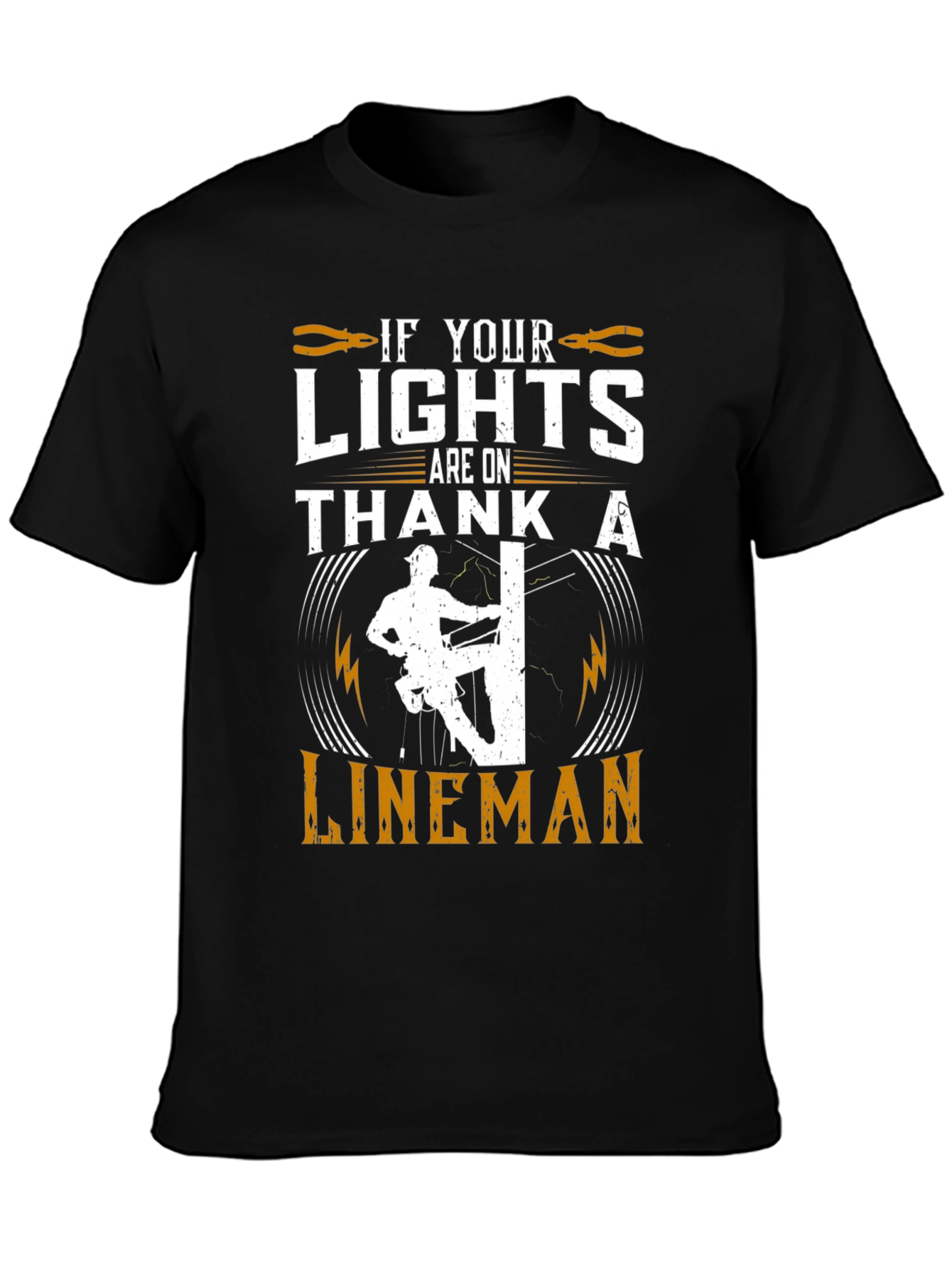 Black Lineman Tribute Graphic Tee - Electrical Worker Pride view 3