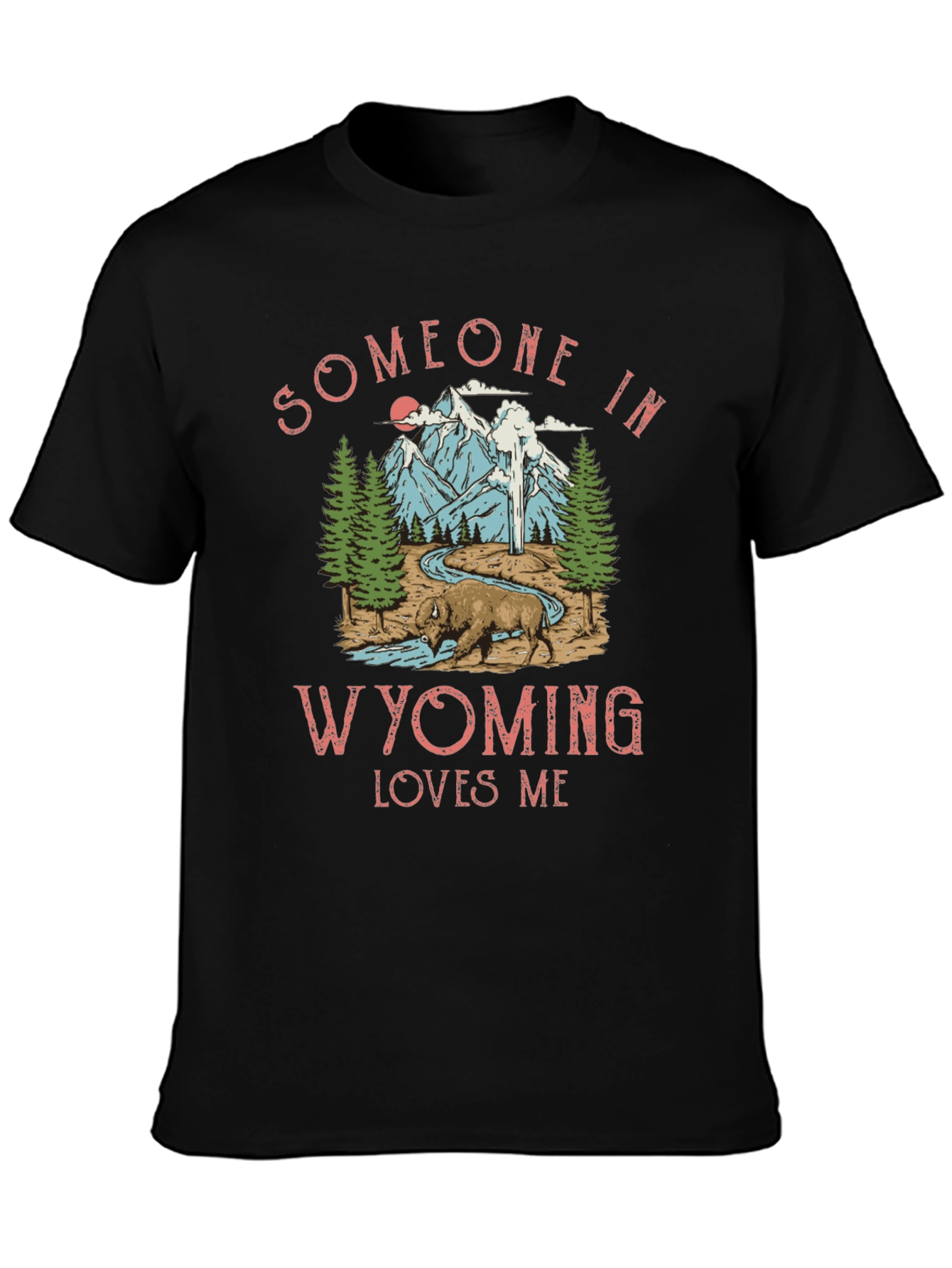 Black Wyoming Loves Me Graphic Tee - Black view 3