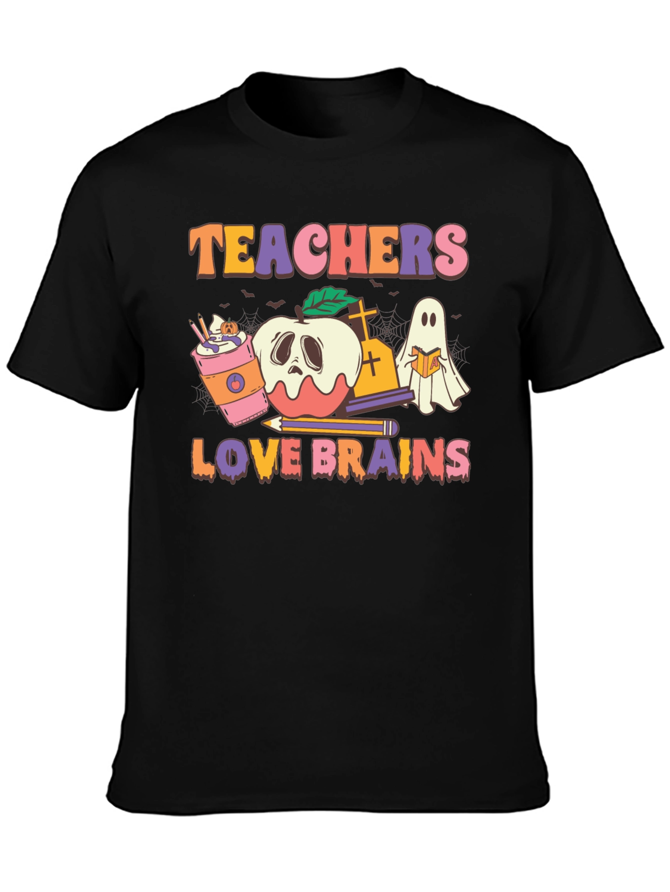 Black Teachers Love Brains Halloween Graphic Tee view 3