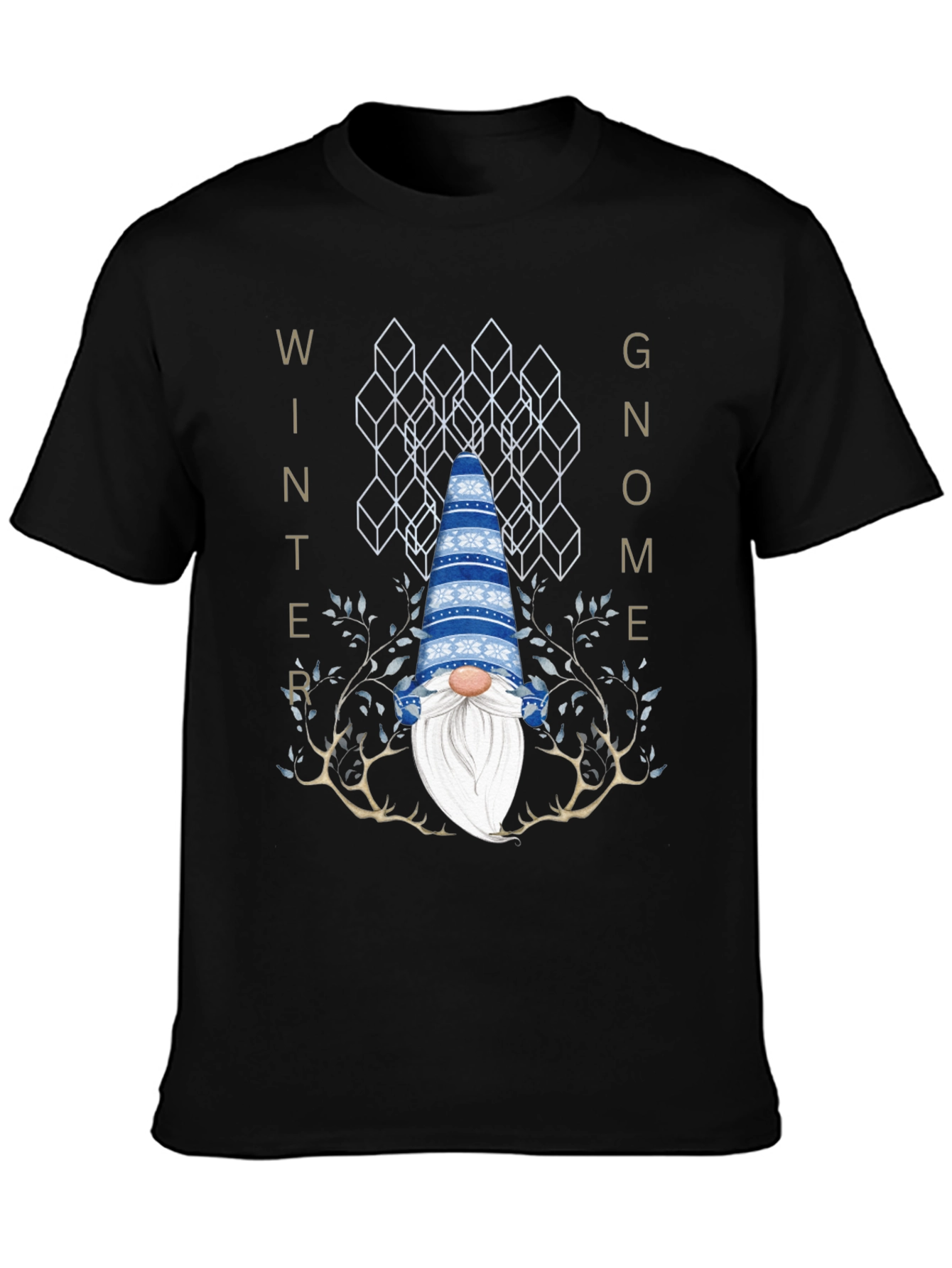 Black Winter Gnome Graphic Tee - Black Crew Neck view 3