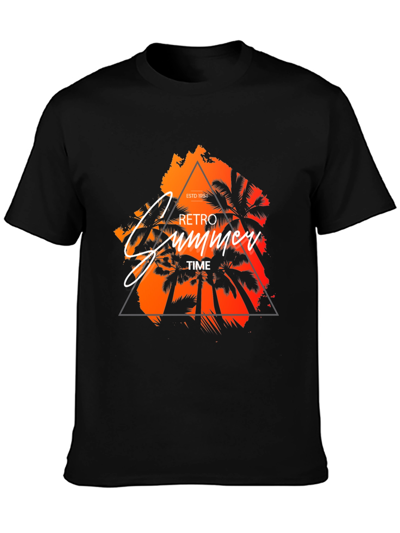 Black Retro Summer Time Graphic T-Shirt view 3