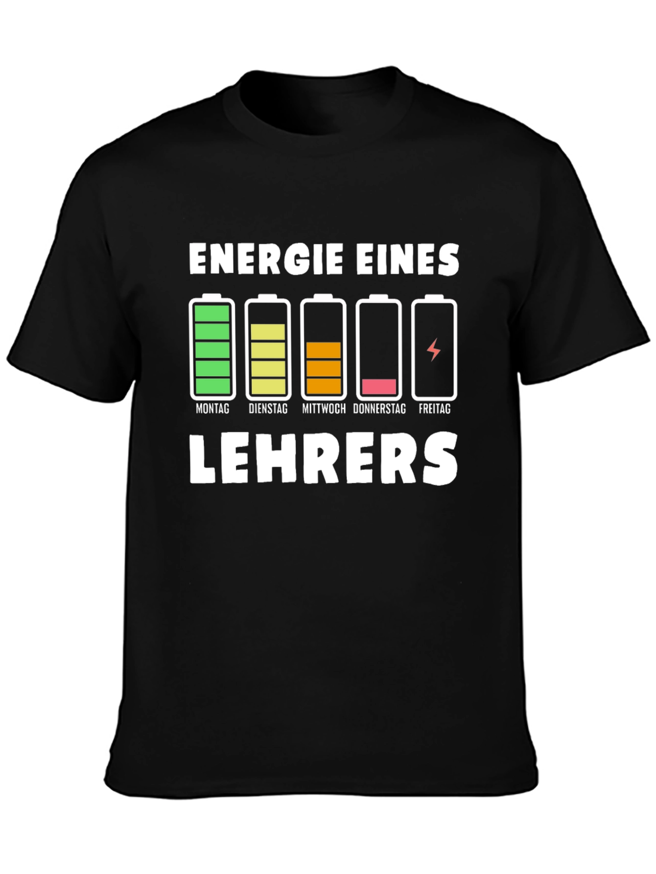 Black Teacher Energy Level T-Shirt view 3