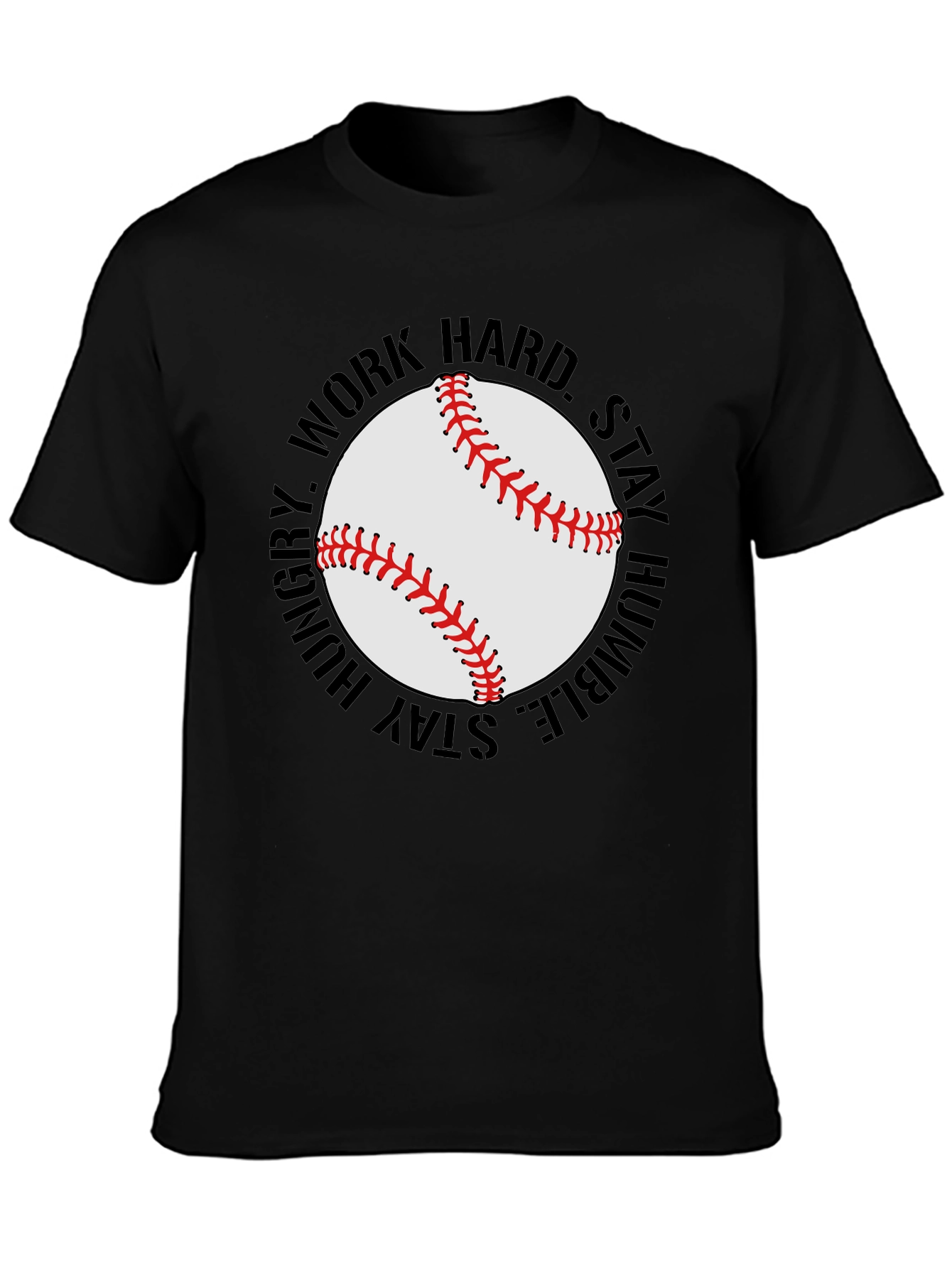 Black Baseball Graphic T-Shirt - Work Hard, Stay Humble view 3