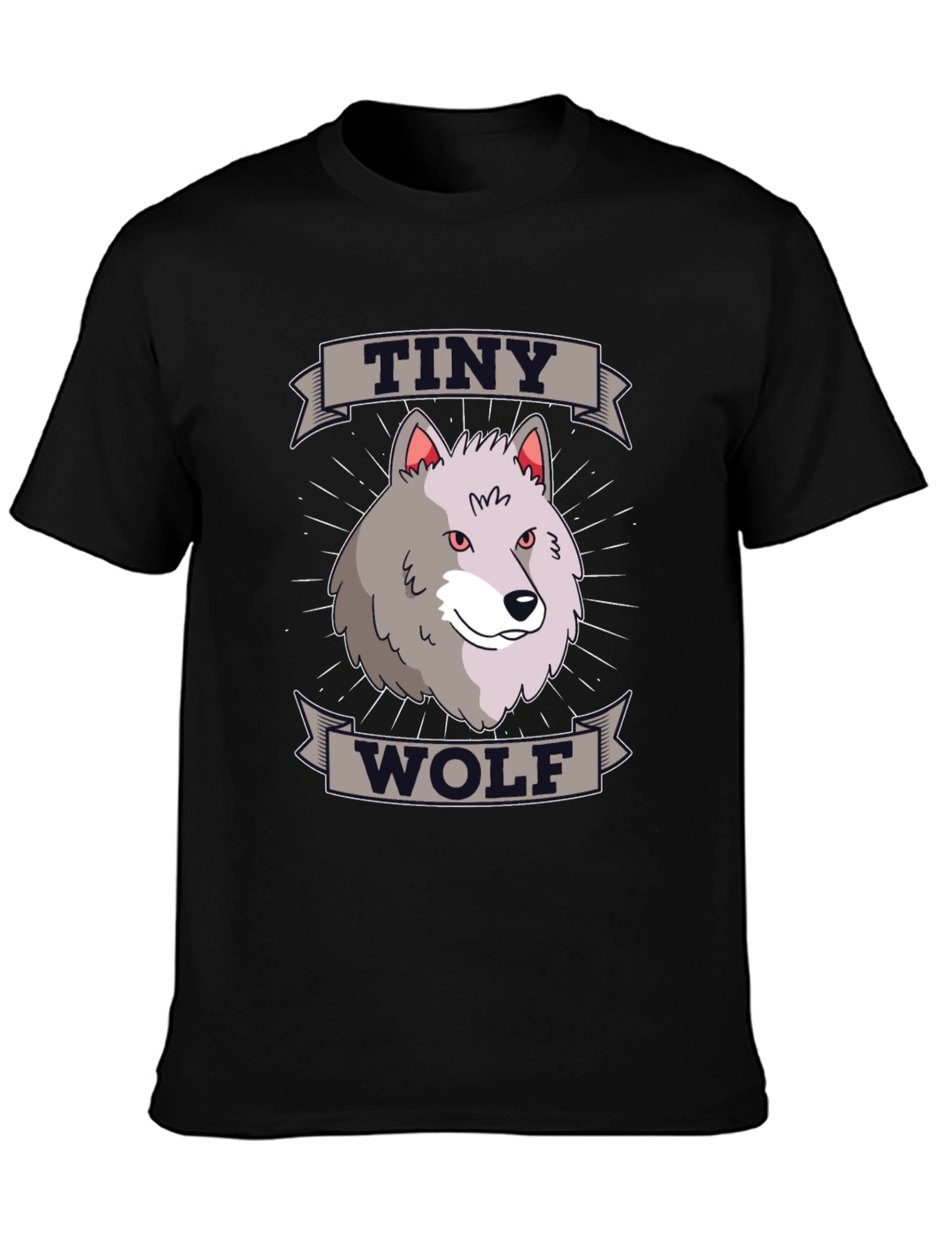 Black Tiny Wolf Graphic T-Shirt - Black Cotton Blend Tee view 3