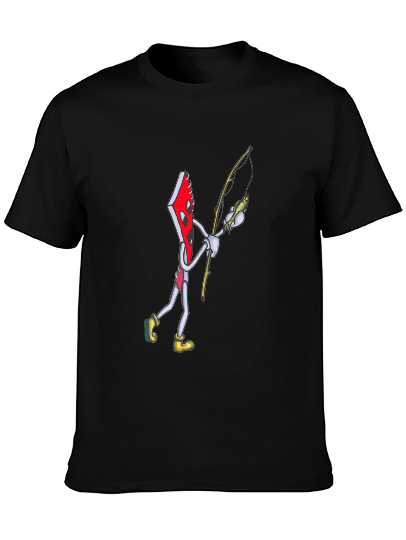 Black Notebook Fishing Cartoon Graphic T-Shirt view 3
