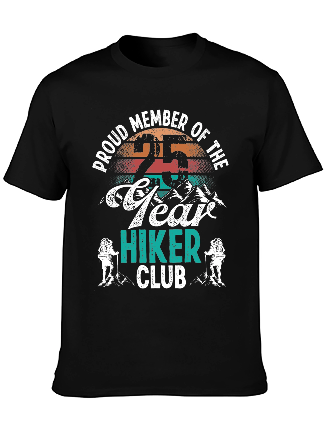 Black 25 Year Hiker Club Tee - Proud Member Hiking Apparel view 3