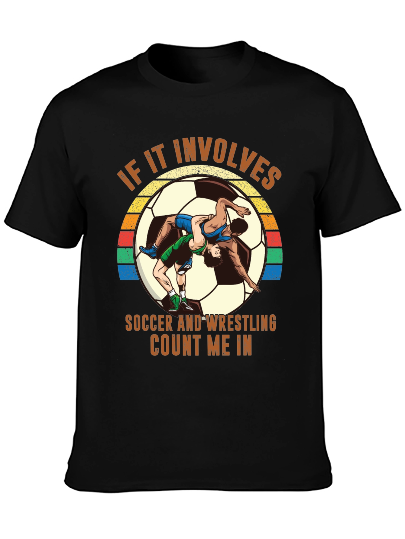 Black Soccer Wrestling T-Shirt - Count Me In! view 3