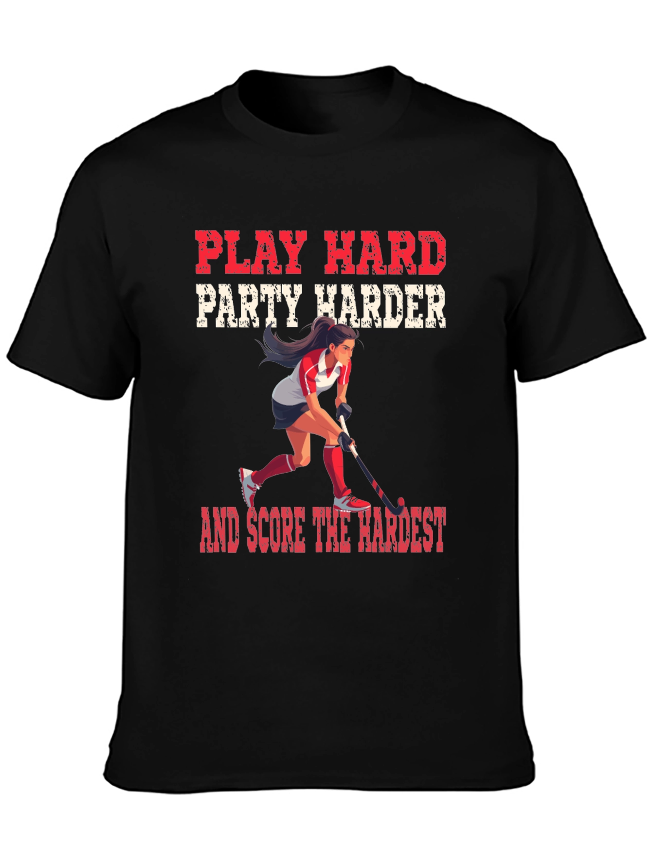 Black Play Hard Hockey Graphic Tee view 3