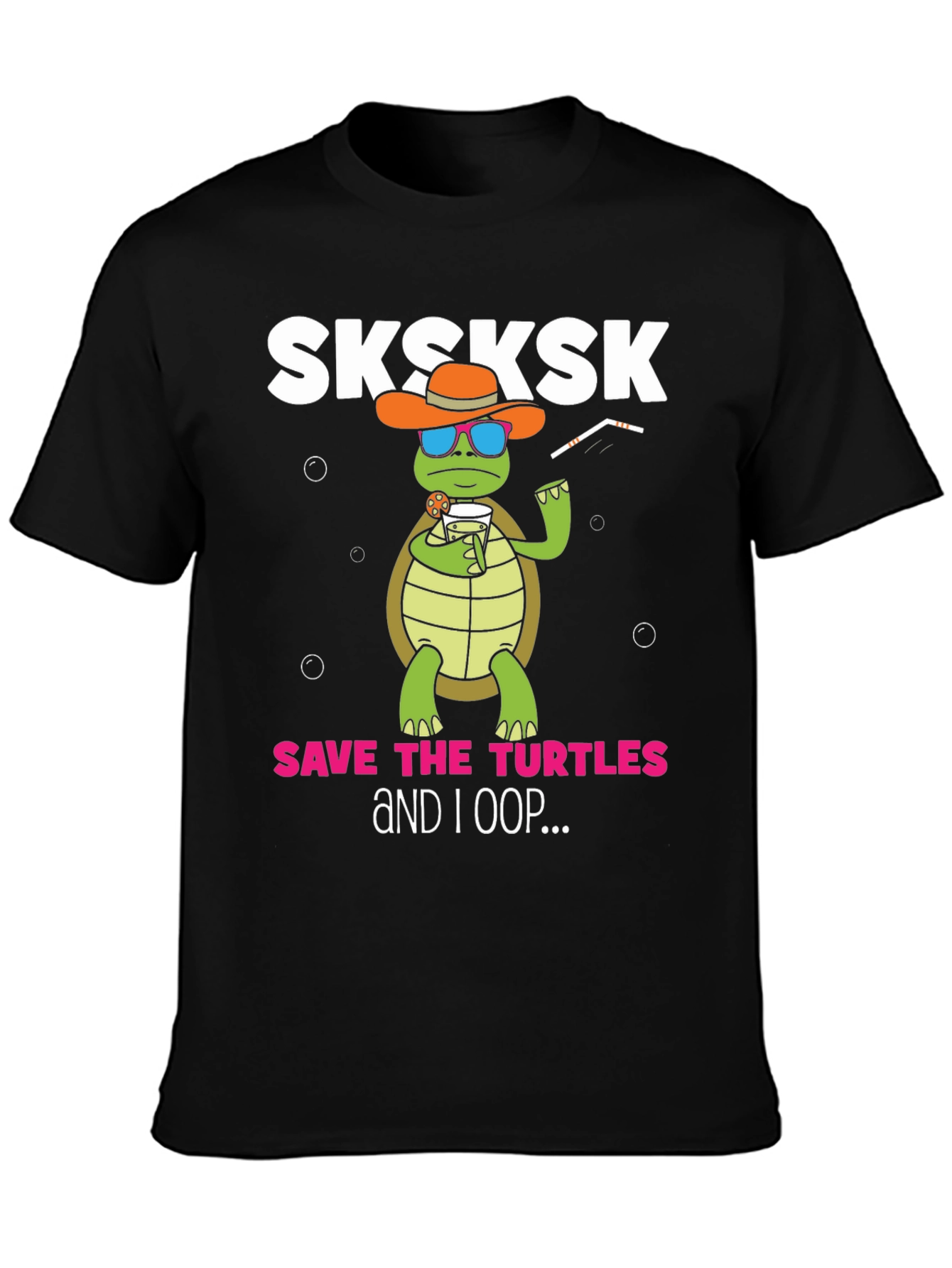 Black Sksksk Save the Turtles Graphic Tee view 3