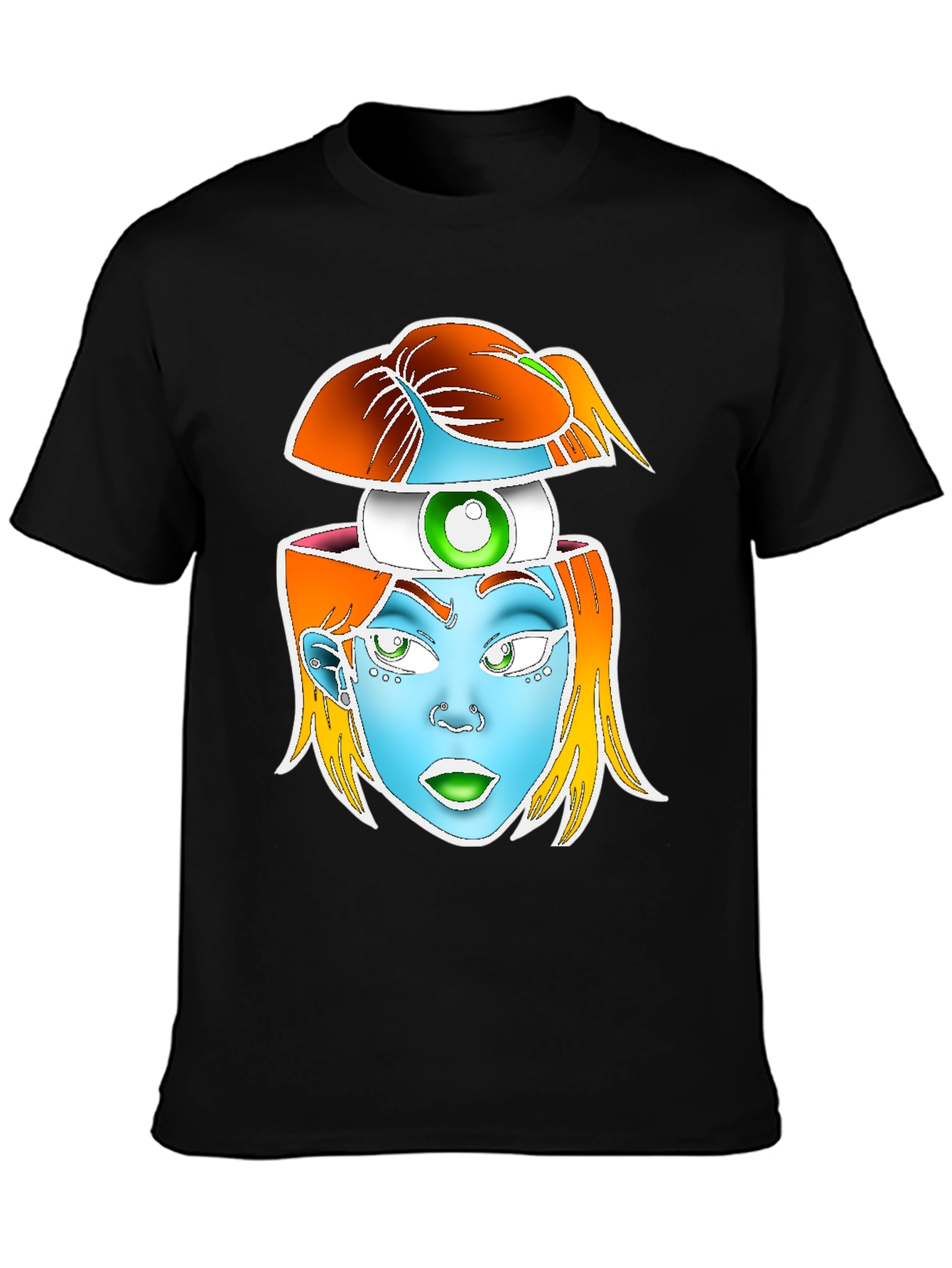 Black Surreal Head Graphic Tee - Black view 3