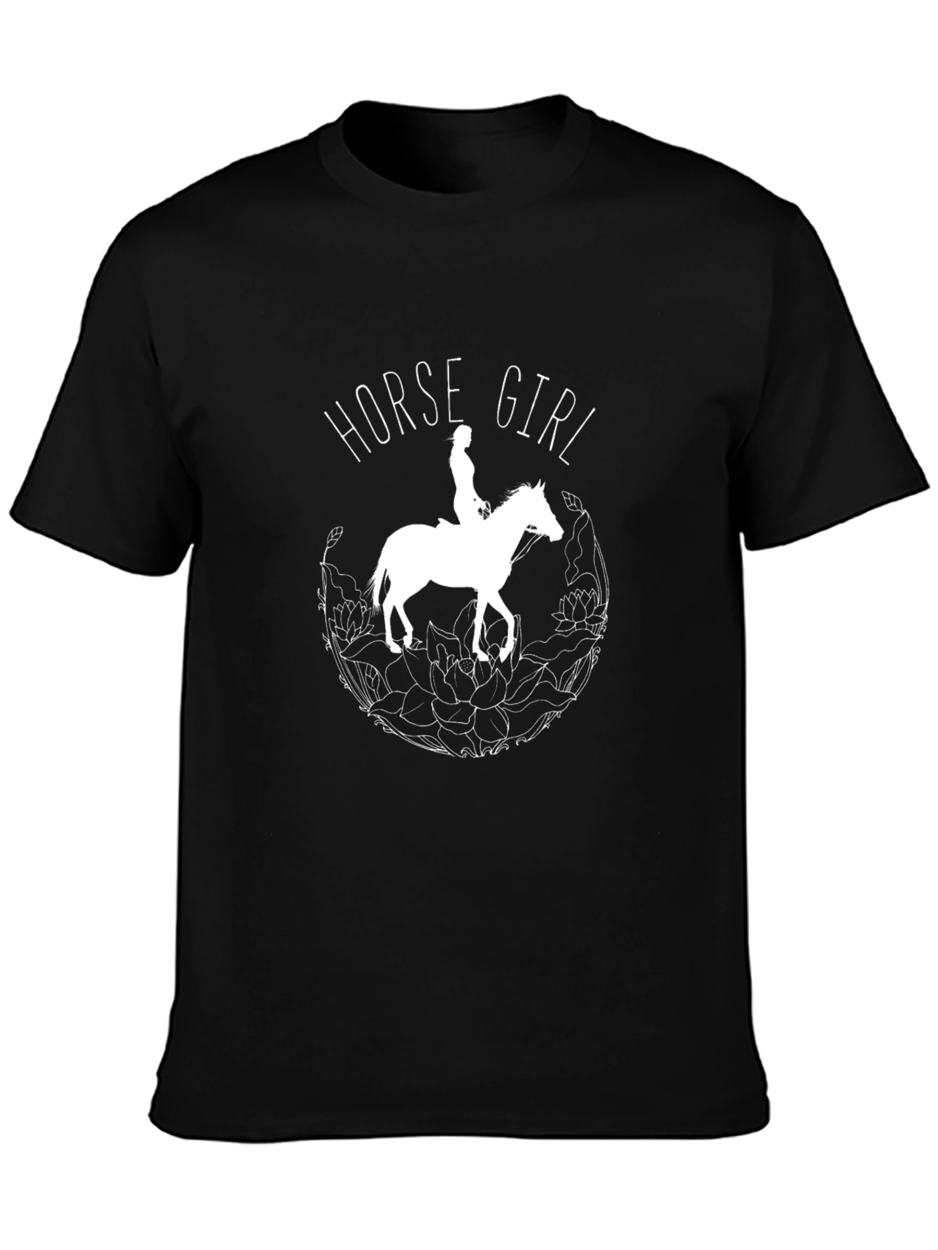 Black Horse Girl T-Shirt - Equestrian Style Tee view 3