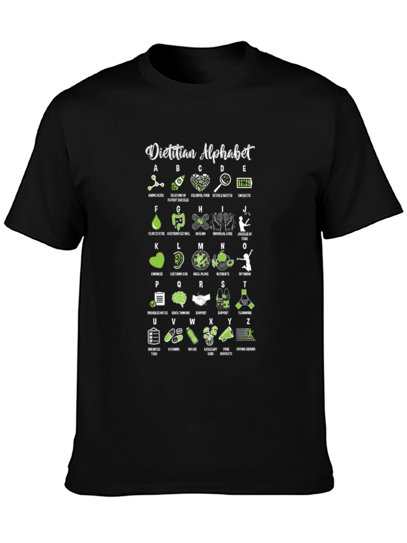 Black Dietitian Alphabet T-Shirt - Nutritionist ABCs view 3