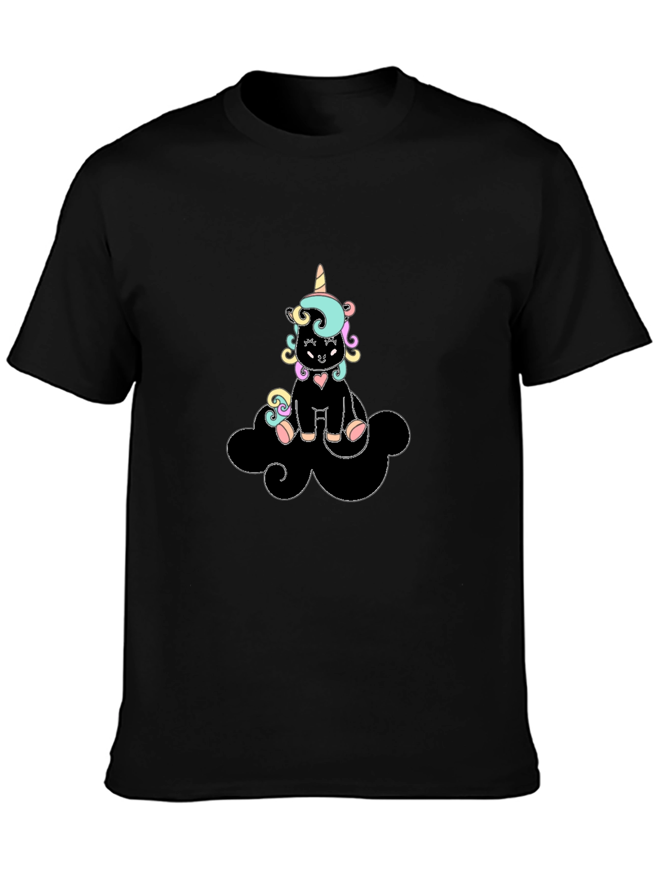 Black Unicorn Cloud Graphic Tee - Black Cotton Comfort view 3