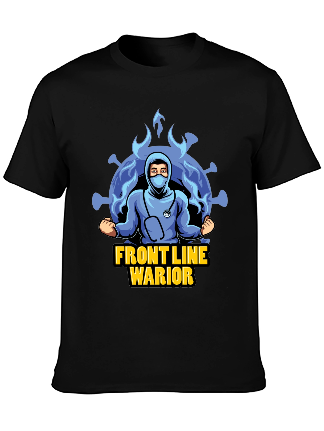Black Front Line Warrior T-Shirt - Unisex Design view 3