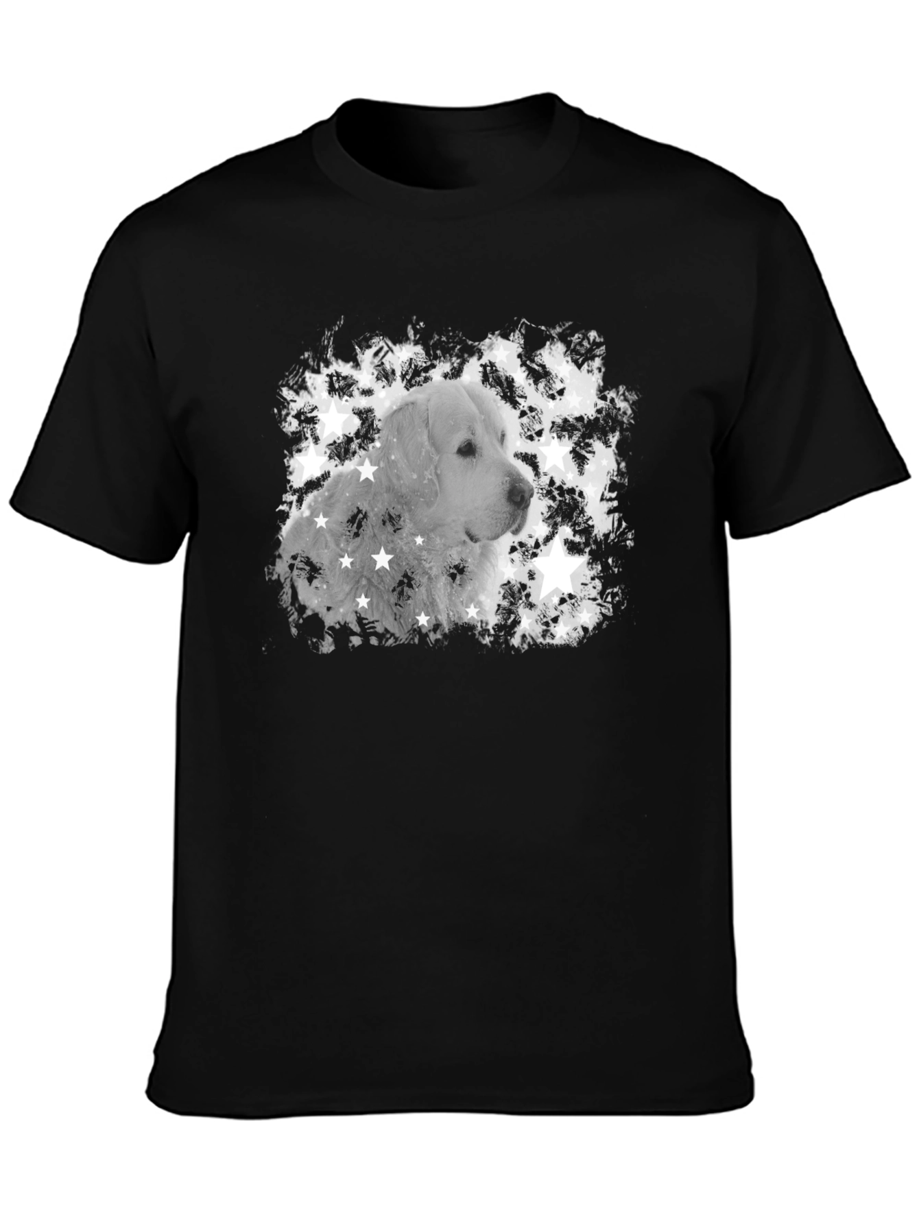 Black Dog Star T-Shirt - Black Crew Neck Tee view 3