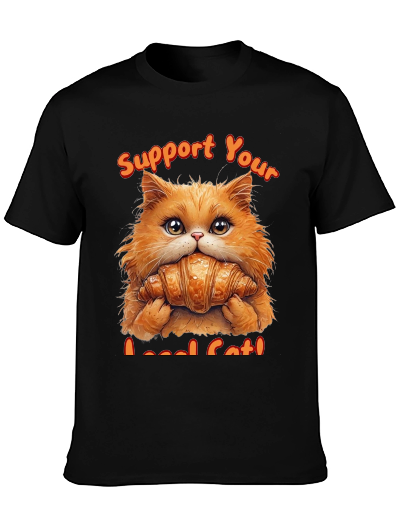 Black Support Your Local Cat T-Shirt view 3