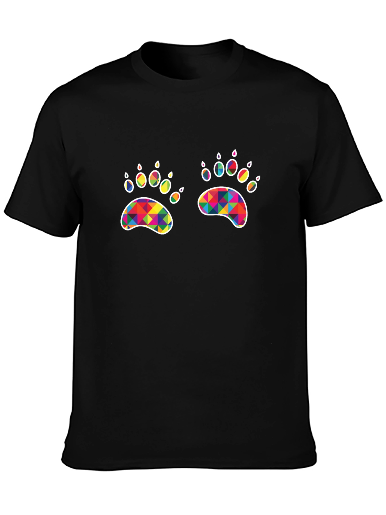 Black Rainbow Paw Print Graphic Tee - Unisex view 3
