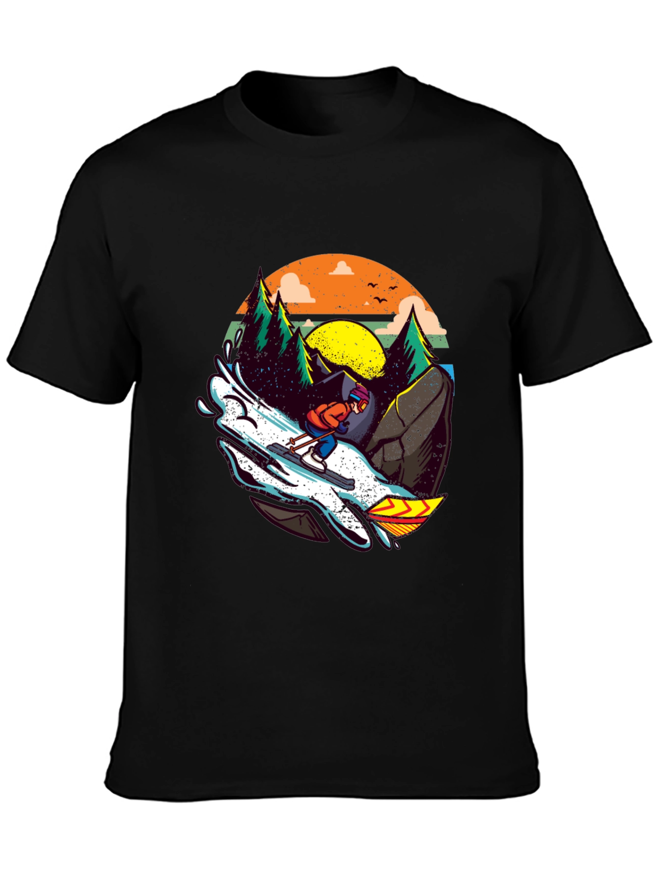 Black Skiing Adventure Graphic Tee view 3