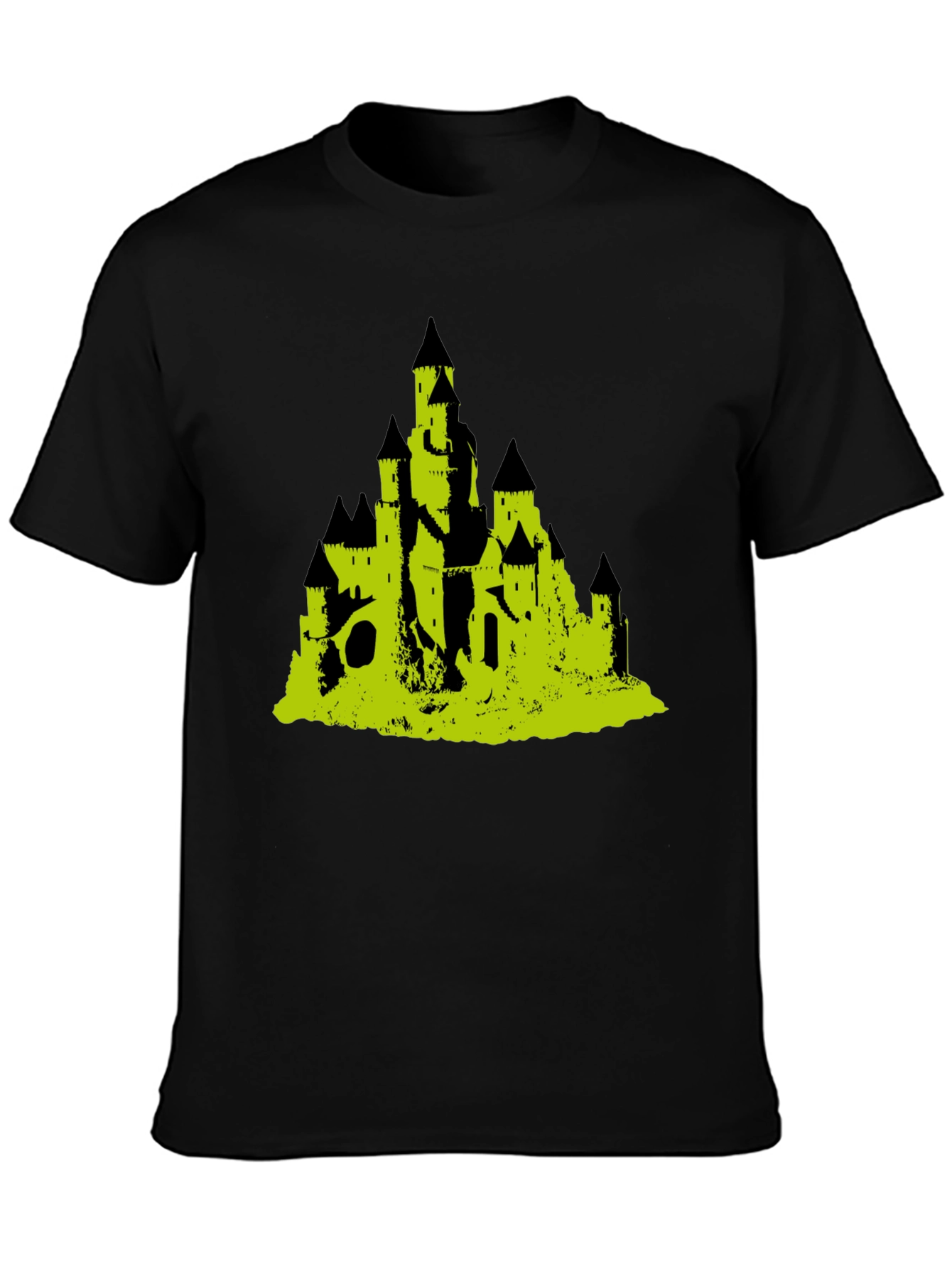 Black Black T-Shirt with Castle Graphic view 3