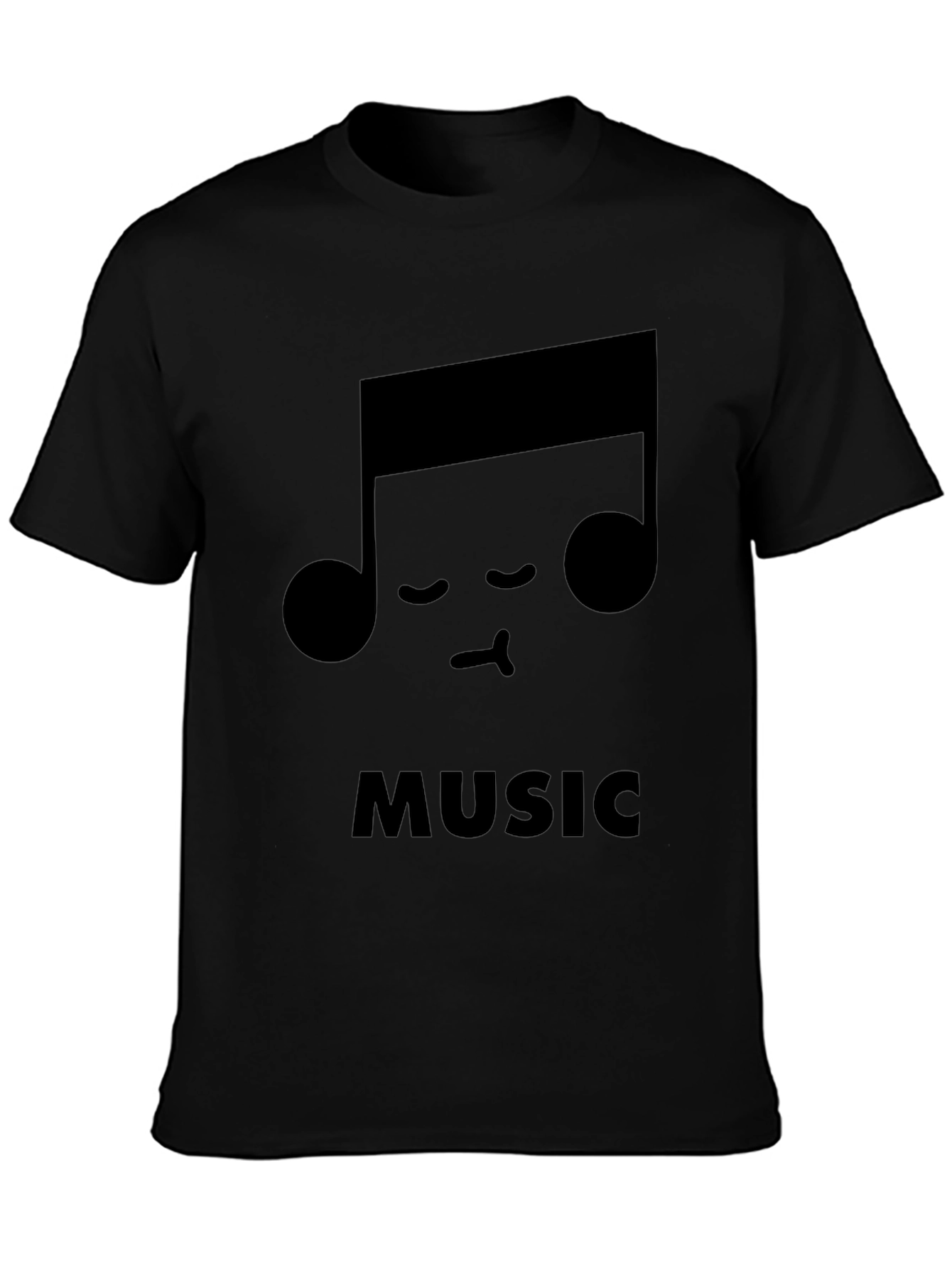 Black Cute Music Note Black T-Shirt view 3