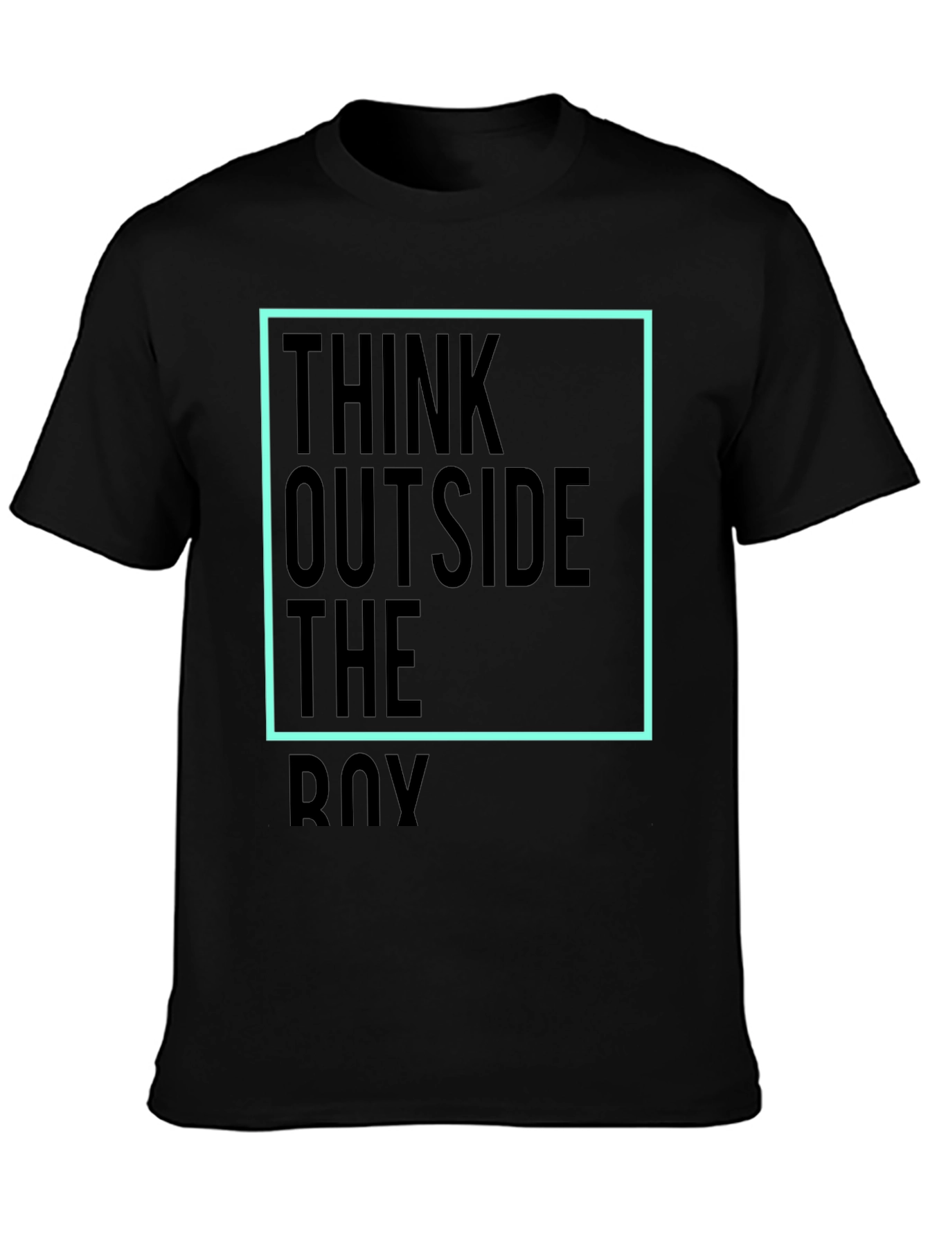 Black Think Outside The Box Tee - Unisex Black Cotton T-Shirt view 3