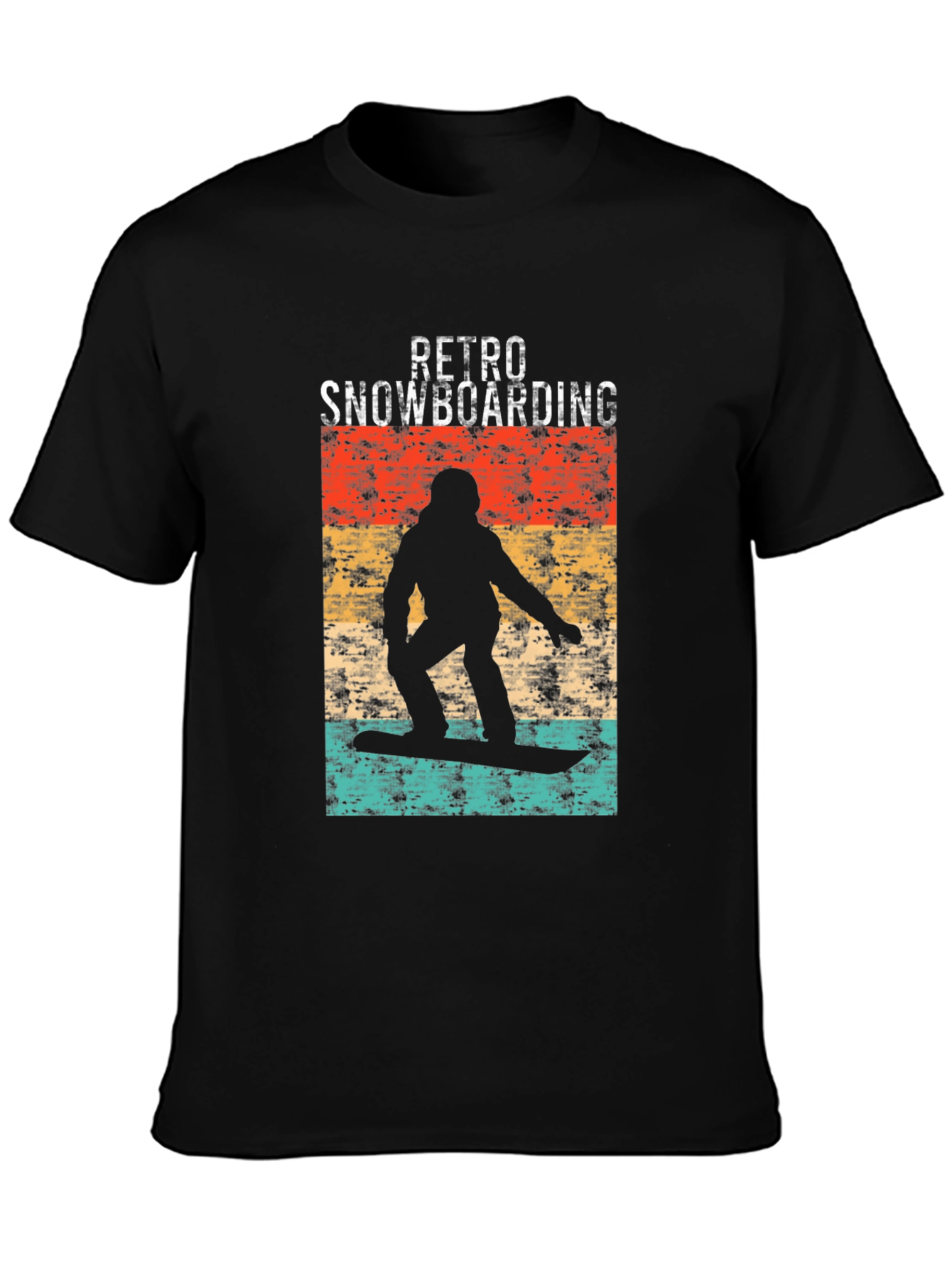 Black Retro Snowboarding Graphic Tee - Black view 3