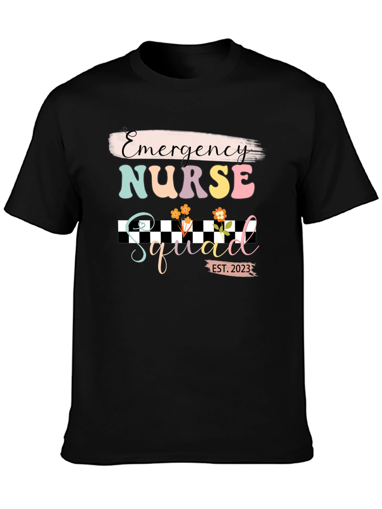 Black Emergency Nurse Squad Est. 2023 T-Shirt view 3