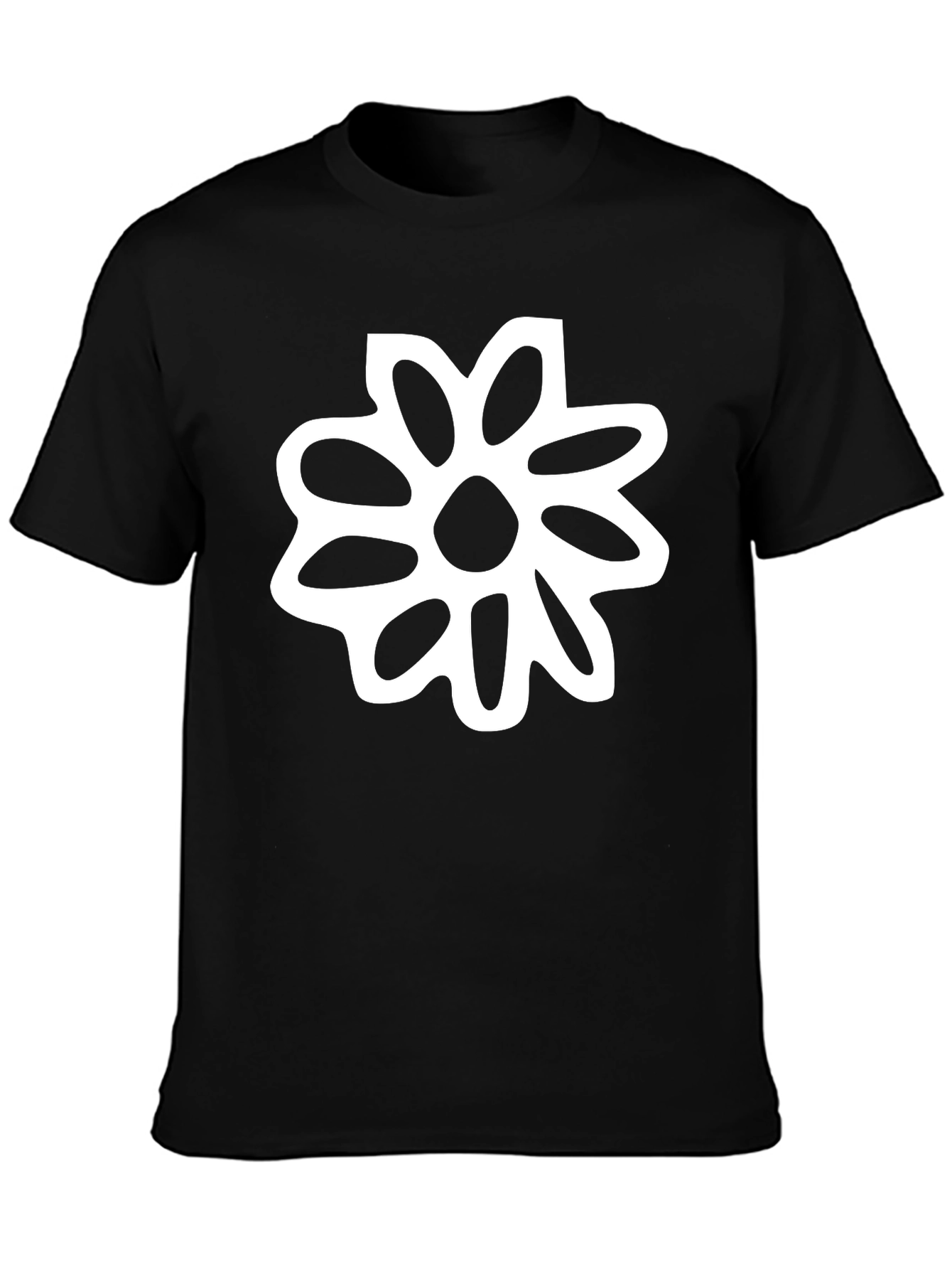 Black Black T-Shirt with White Flower Graphic view 3