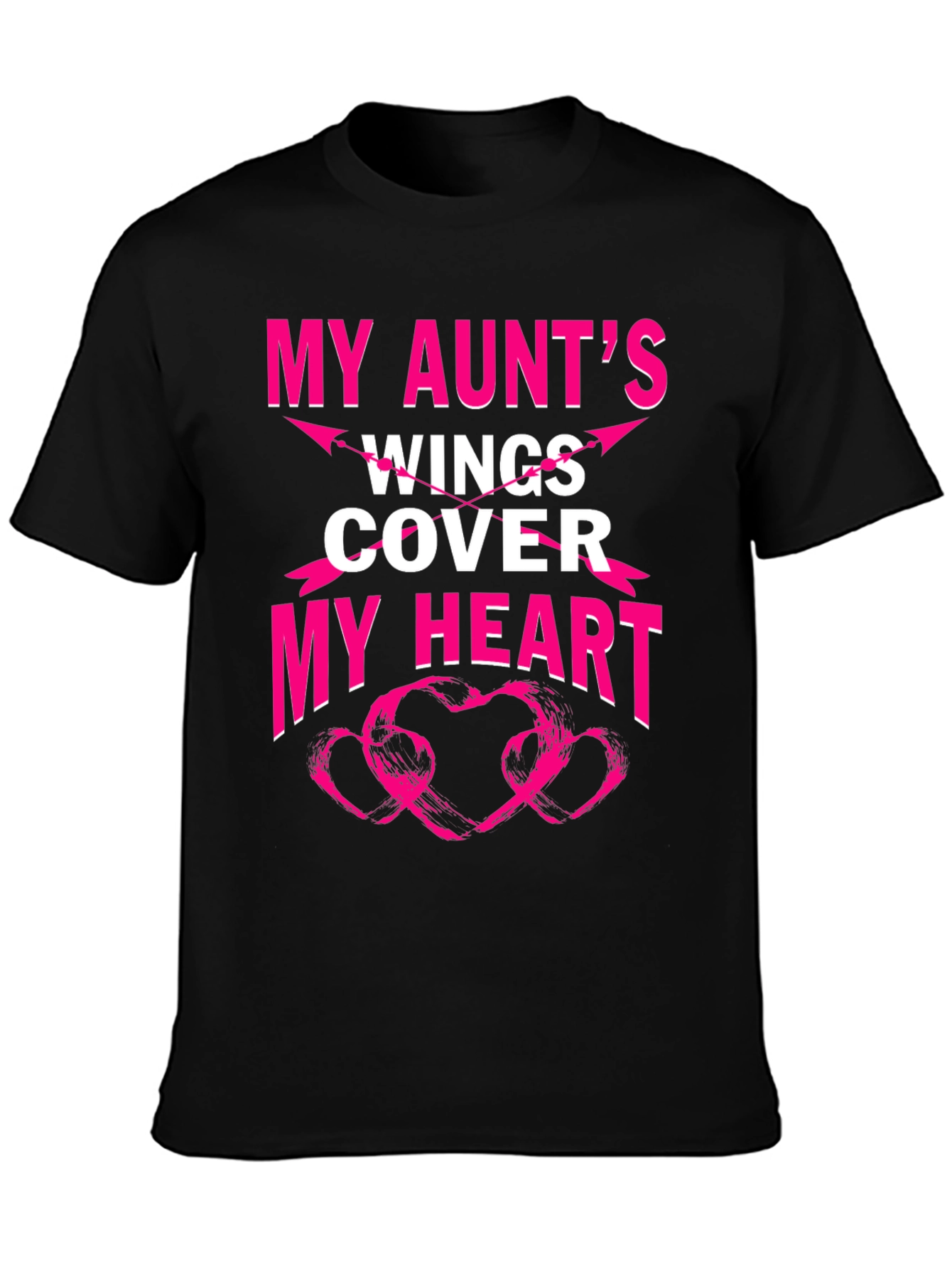Black My Aunt's Wings Cover My Heart Graphic T-Shirt view 3