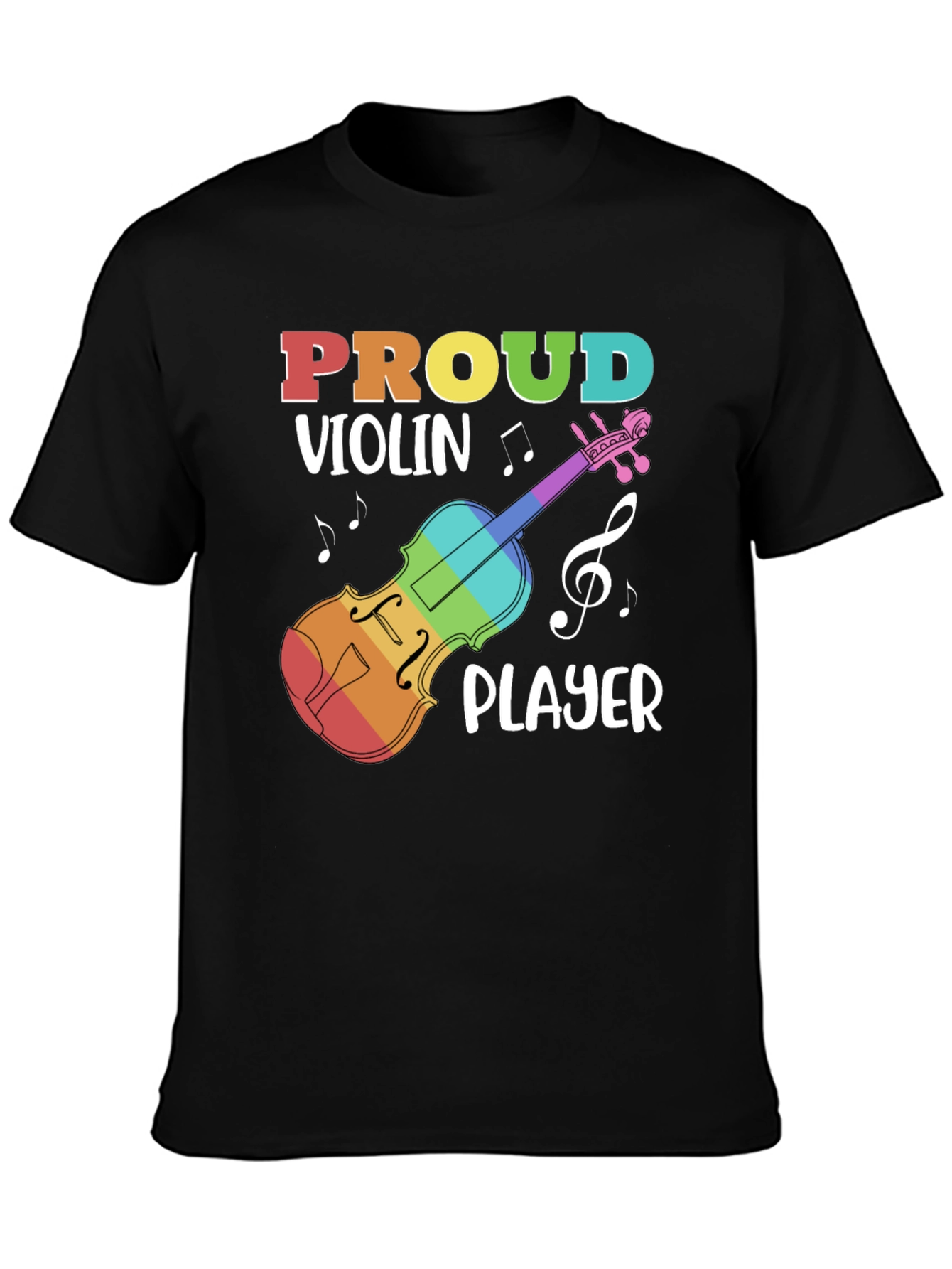 Black Proud Violin Player Black T-Shirt view 3