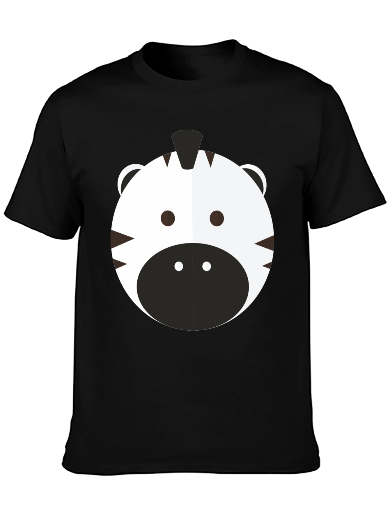 Black Cute Zebra Graphic Tee - Black Cotton T-Shirt view 3