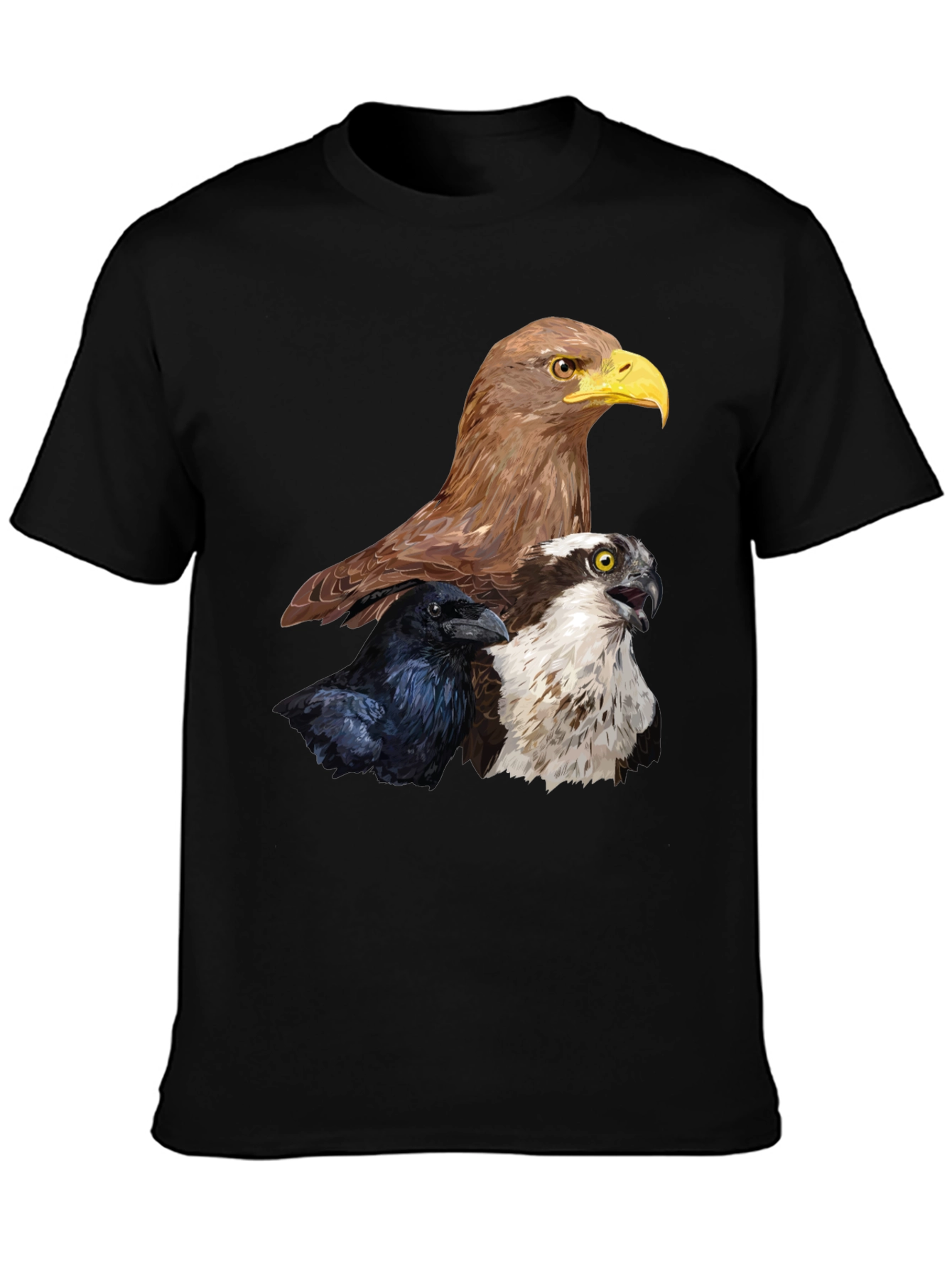 Black Men's Eagle, Raven, Osprey Graphic Print T-Shirt view 3